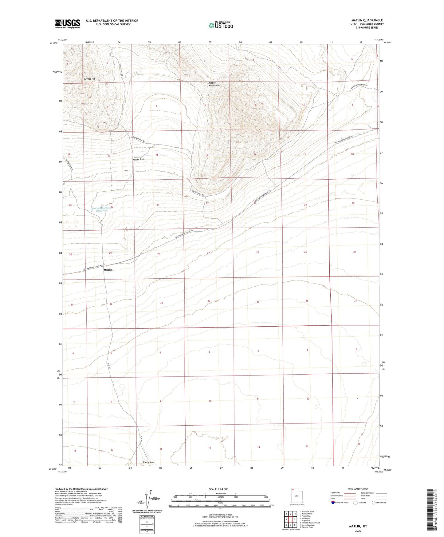 Matlin Utah US Topo Map Image