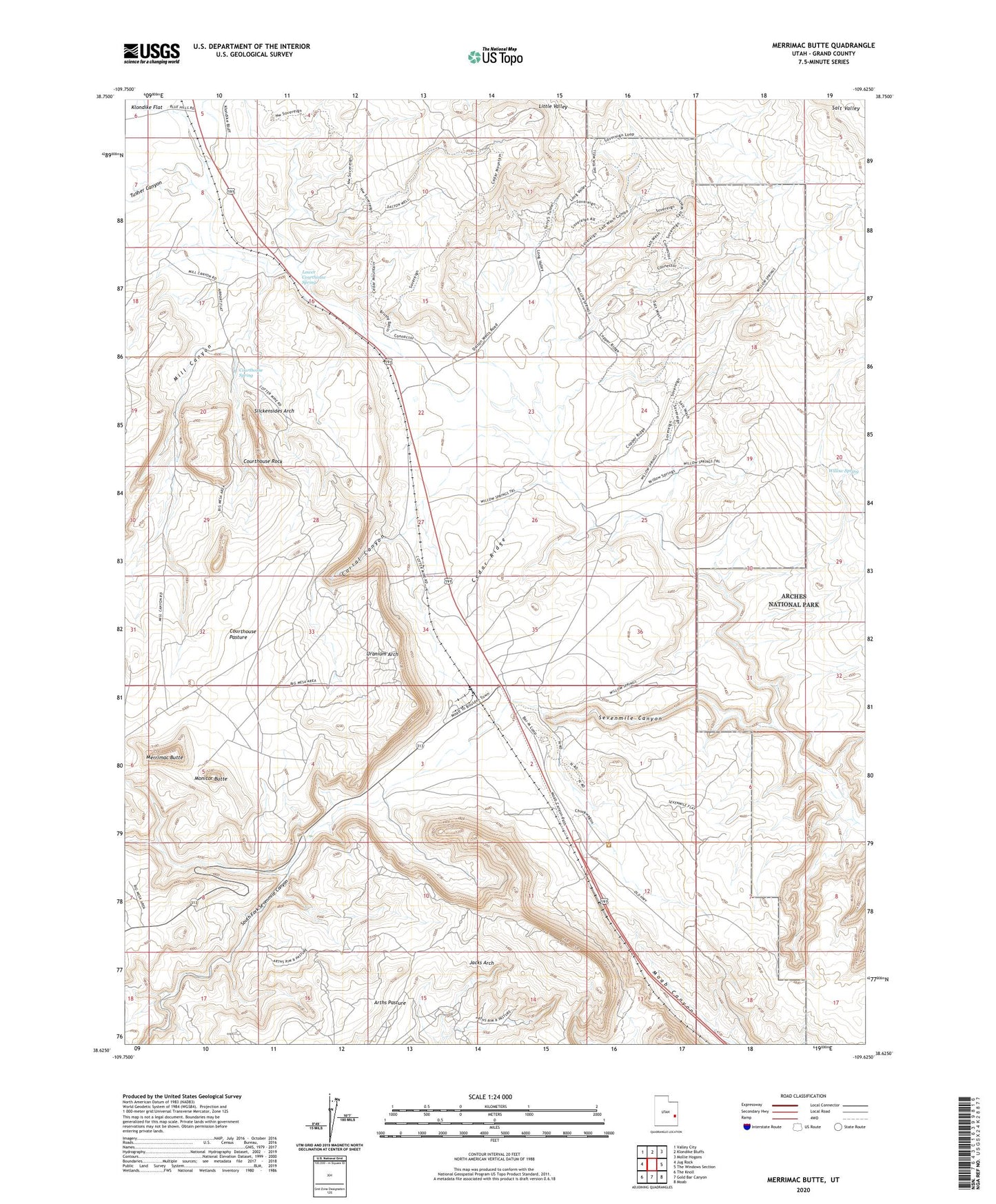 Merrimac Butte Utah US Topo Map Image