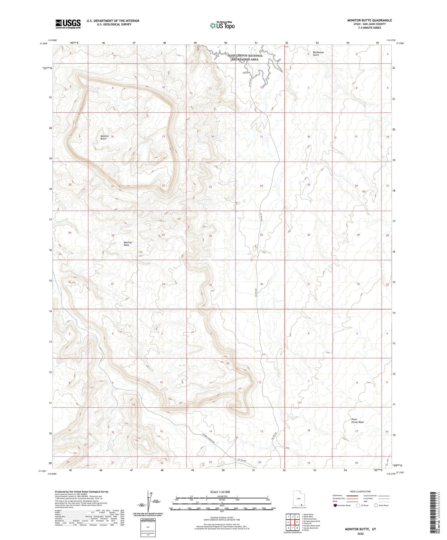 Monitor Butte Utah US Topo Map Image