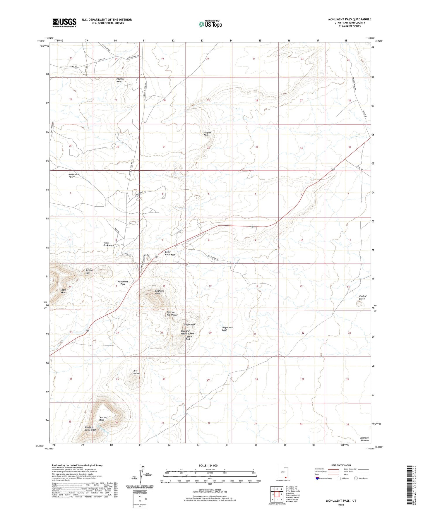 Monument Pass Utah US Topo Map Image