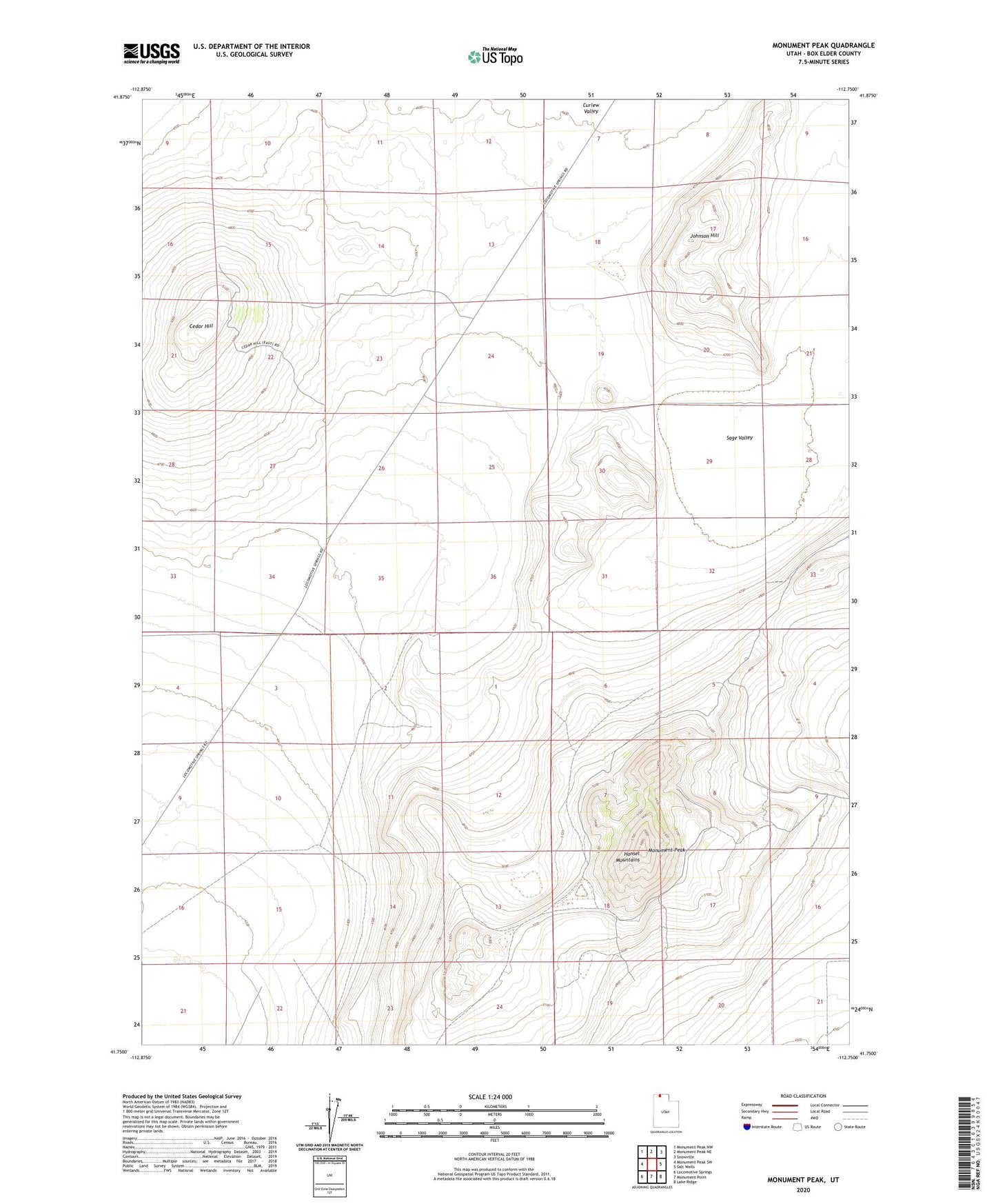 Monument Peak Utah US Topo Map Image