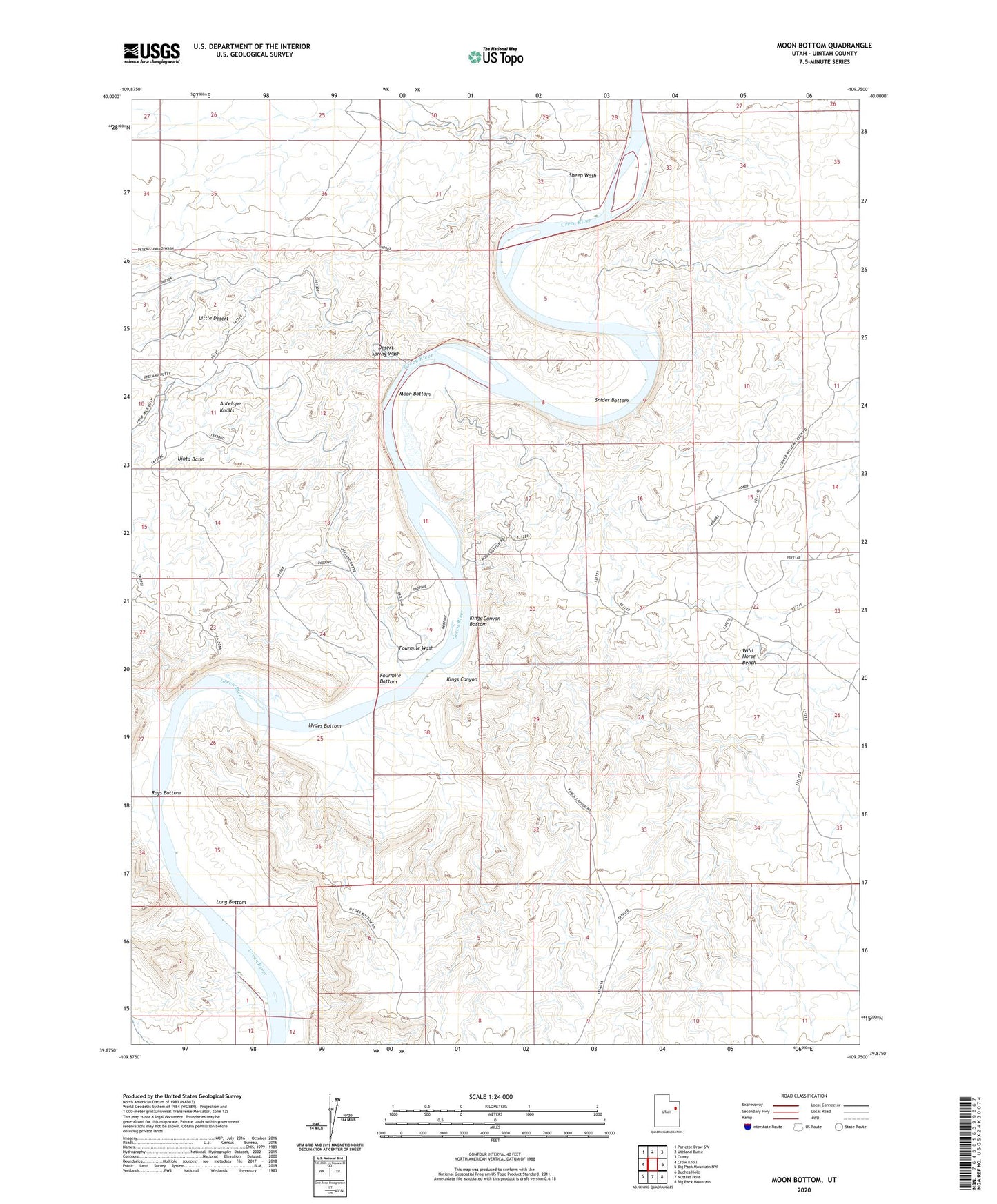 Moon Bottom Utah US Topo Map Image