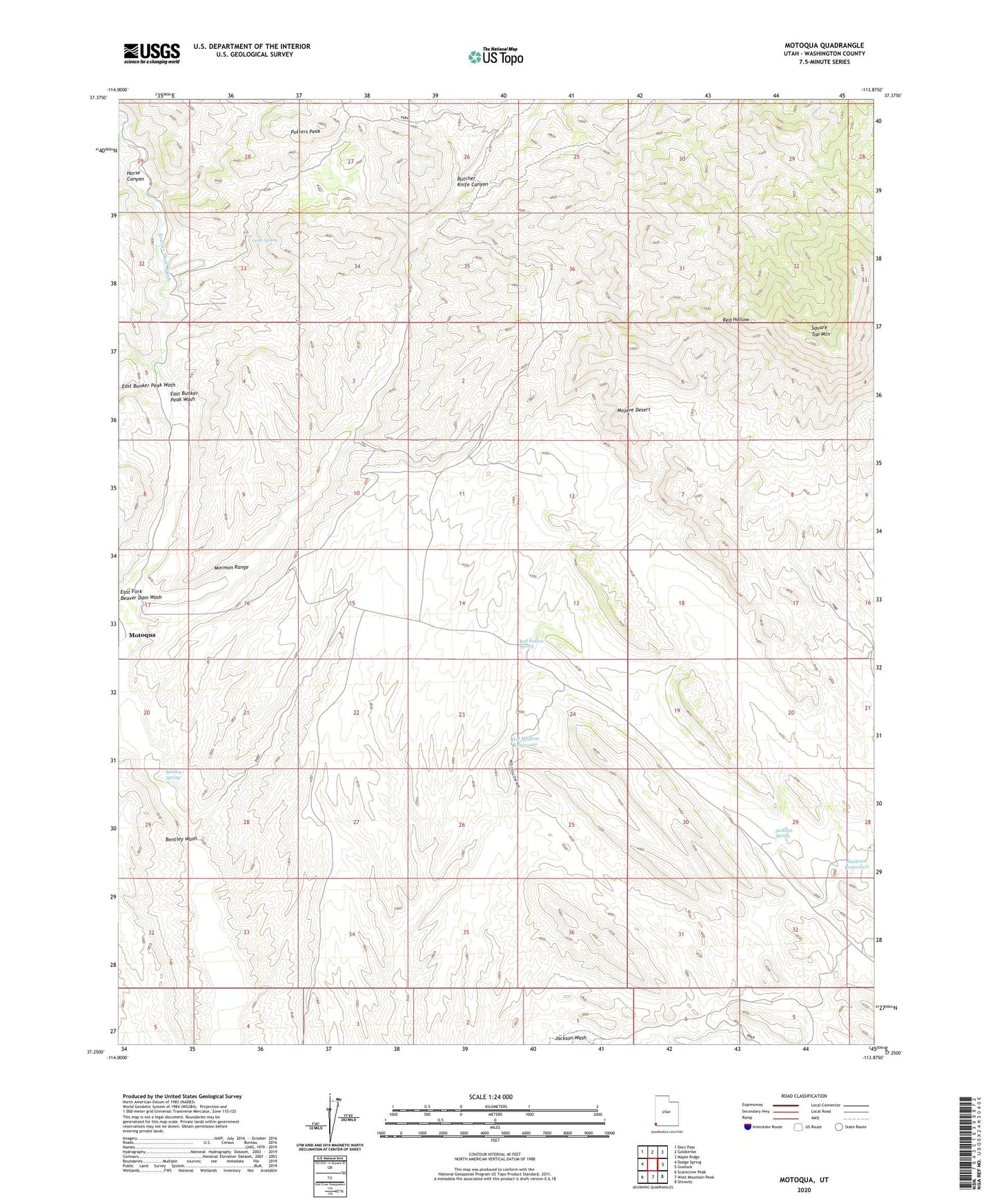 Motoqua Utah US Topo Map Image