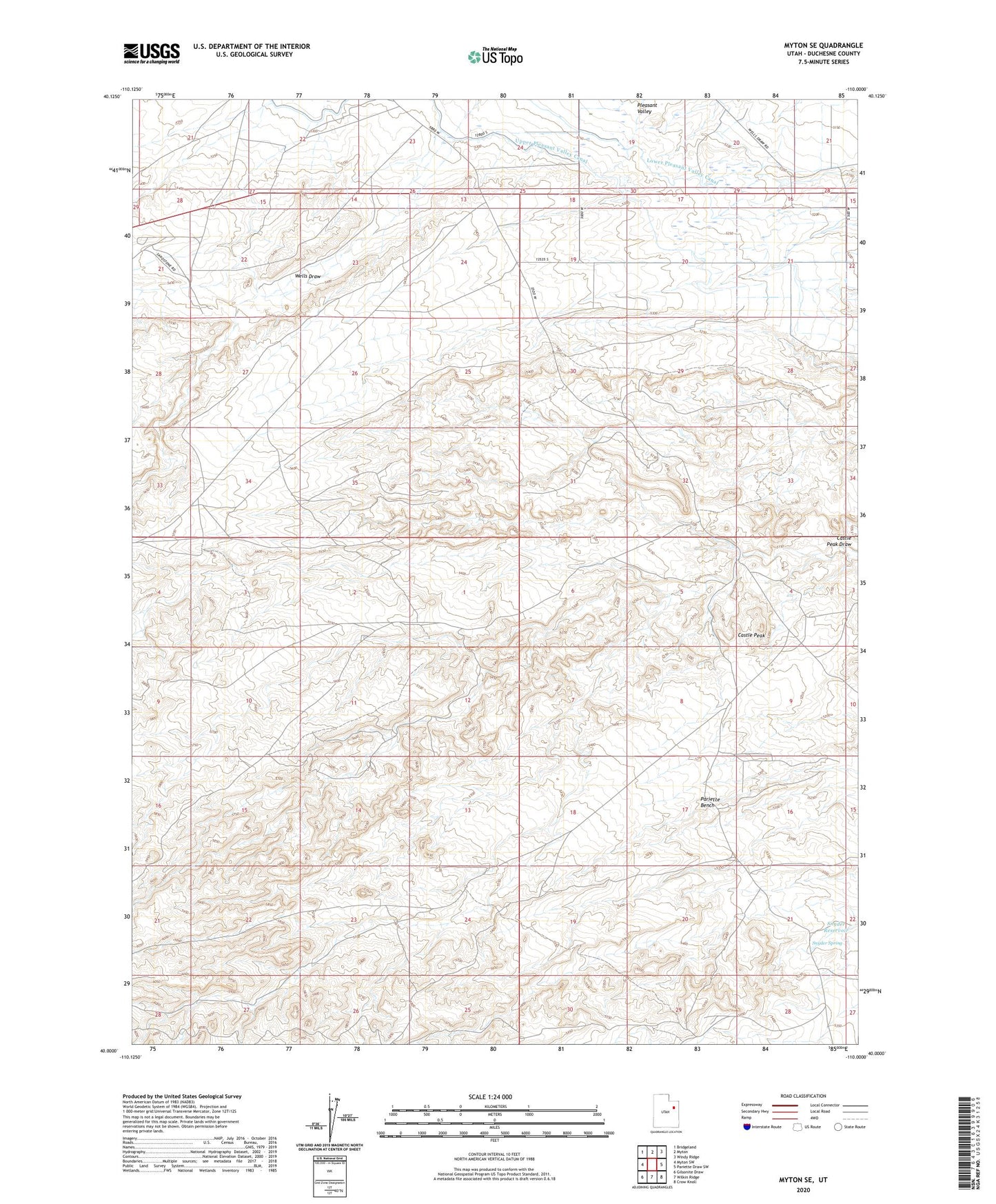 Myton SE Utah US Topo Map Image