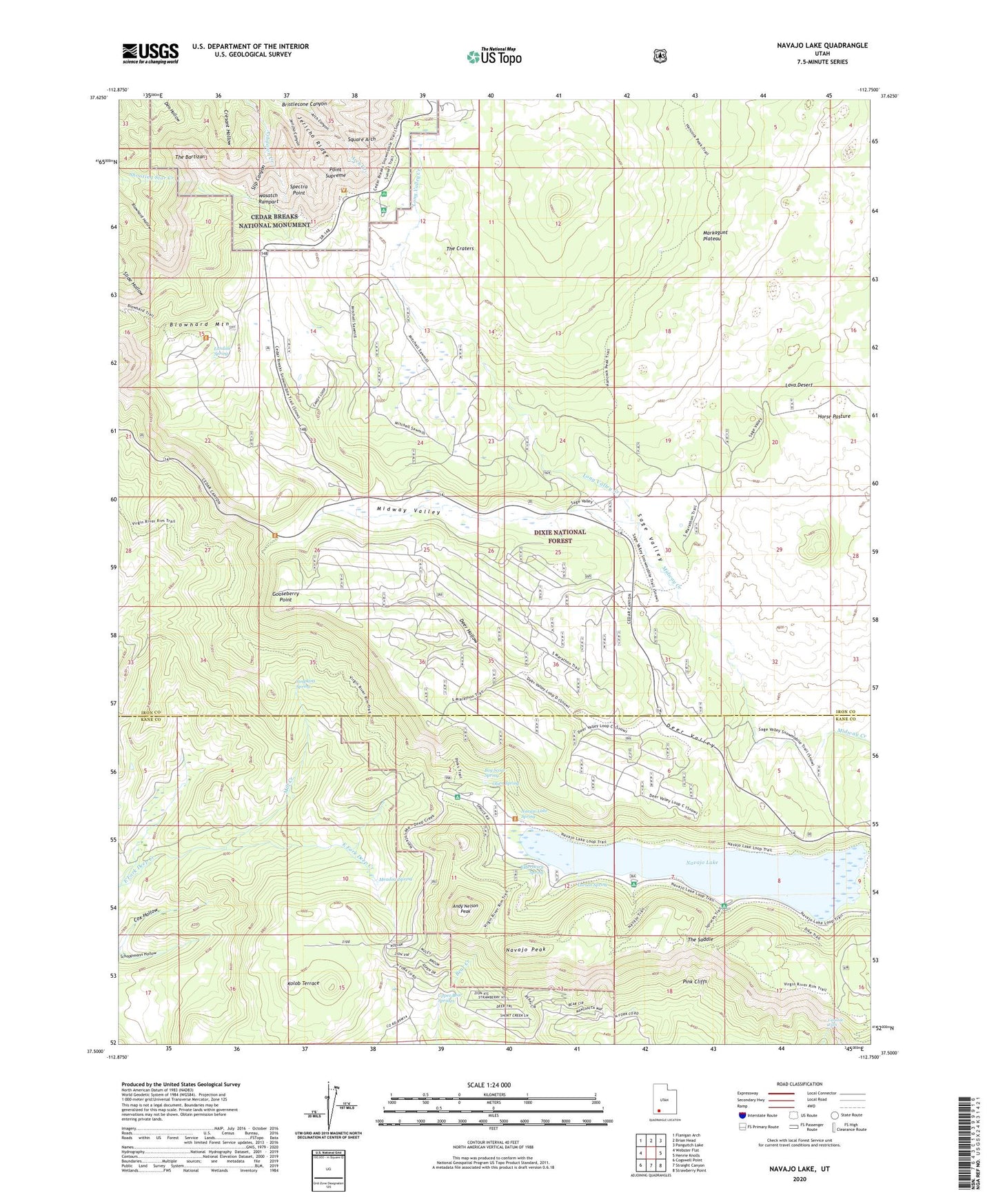 Navajo Lake Utah US Topo Map Image