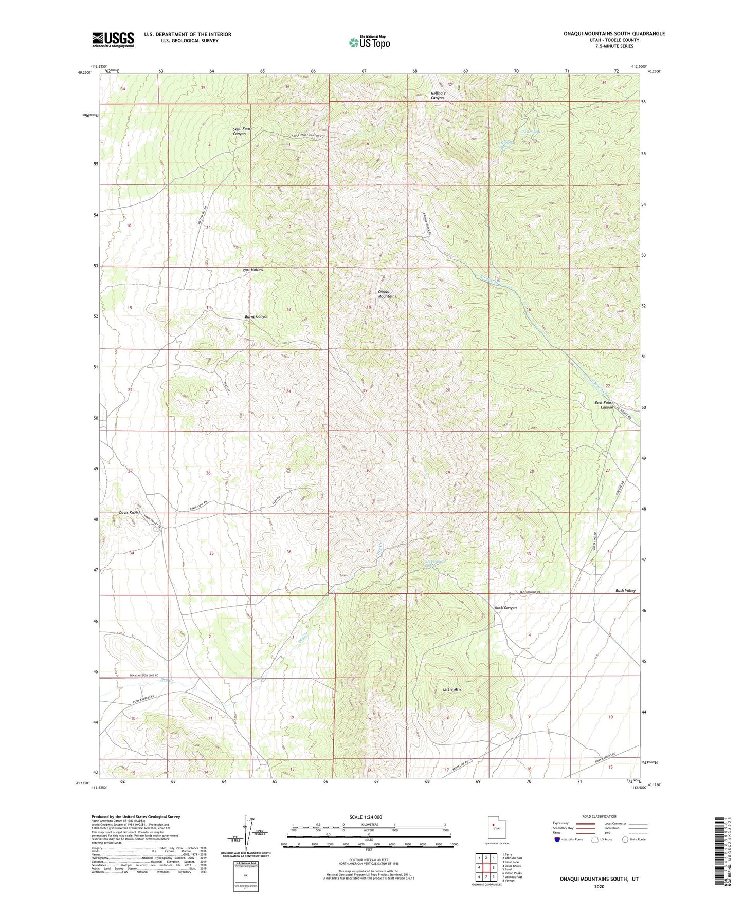 Onaqui Mountains South Utah US Topo Map Image