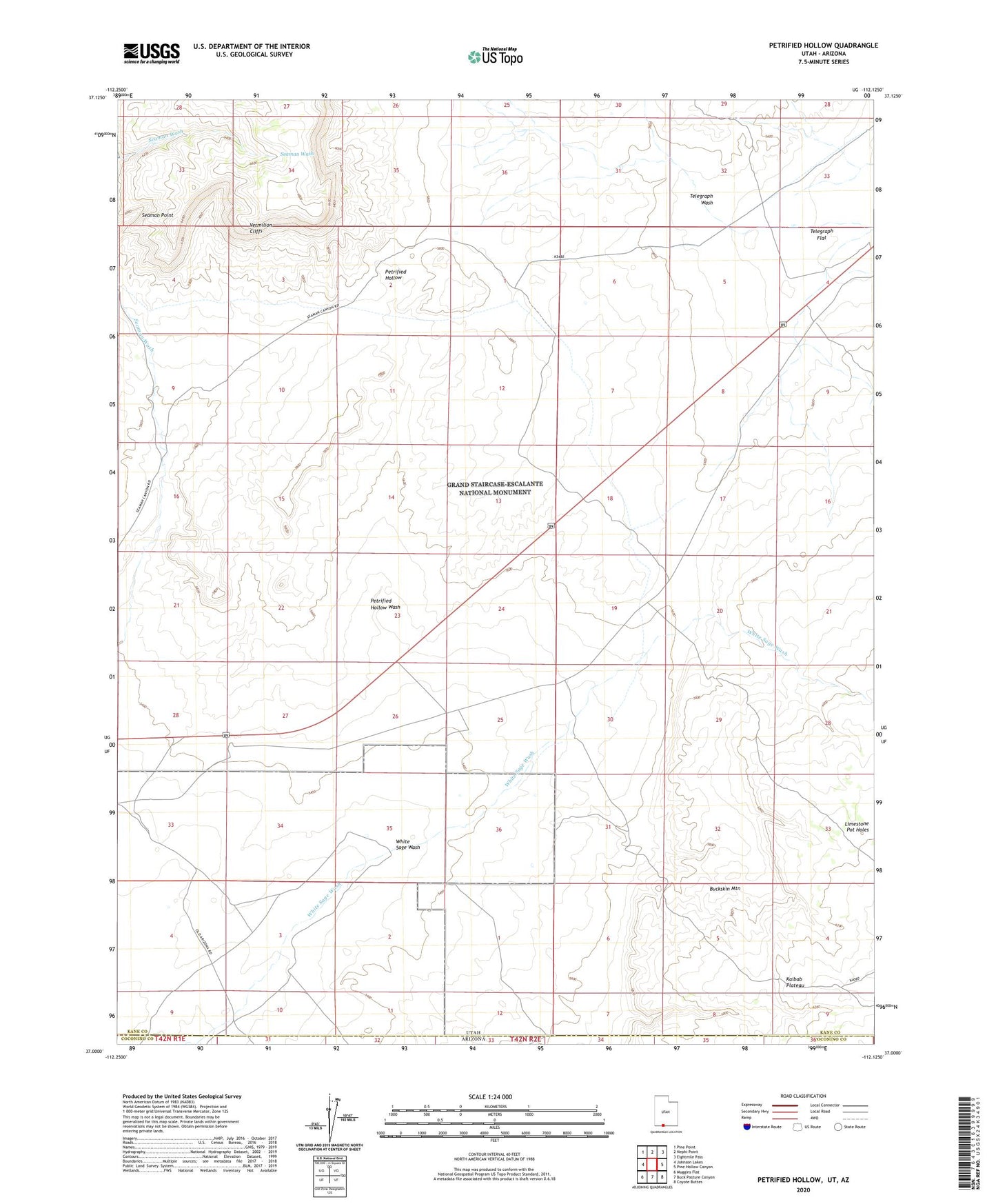 Petrified Hollow Utah US Topo Map Image