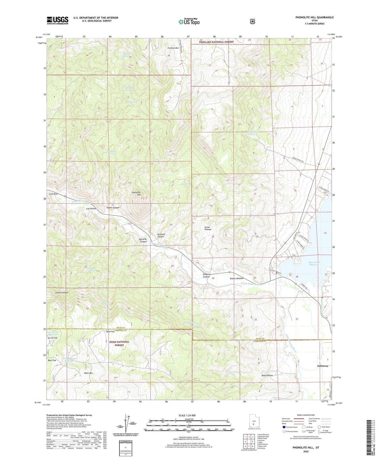 Phonolite Hill Utah US Topo Map Image