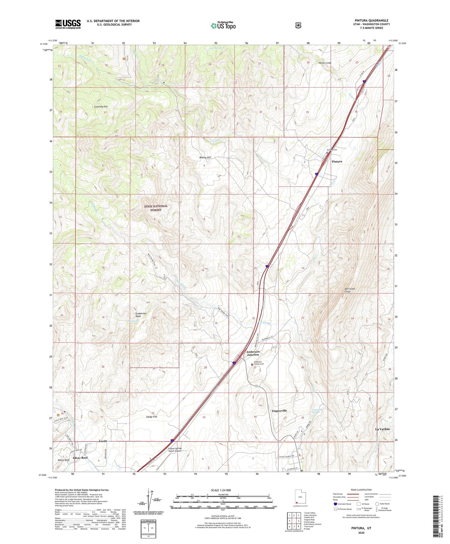 Pintura Utah US Topo Map Image