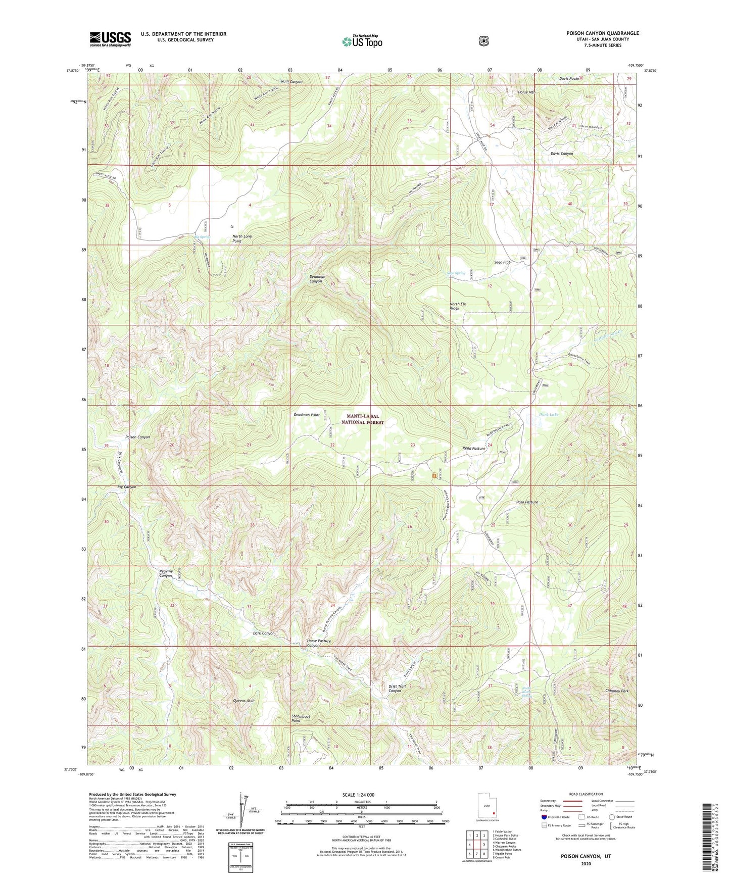 Poison Canyon Utah US Topo Map Image