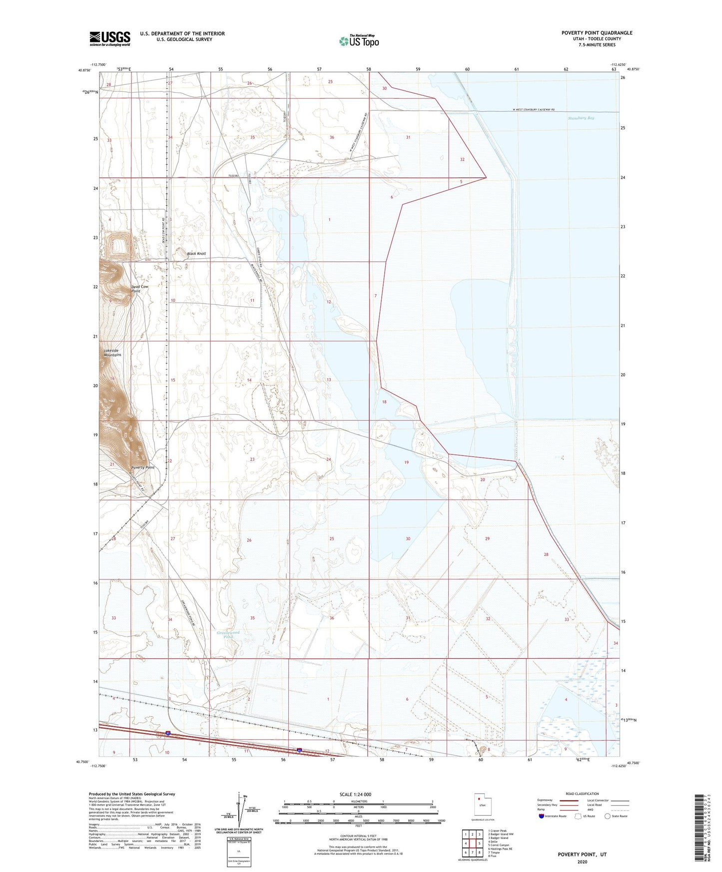 Poverty Point Utah US Topo Map Image
