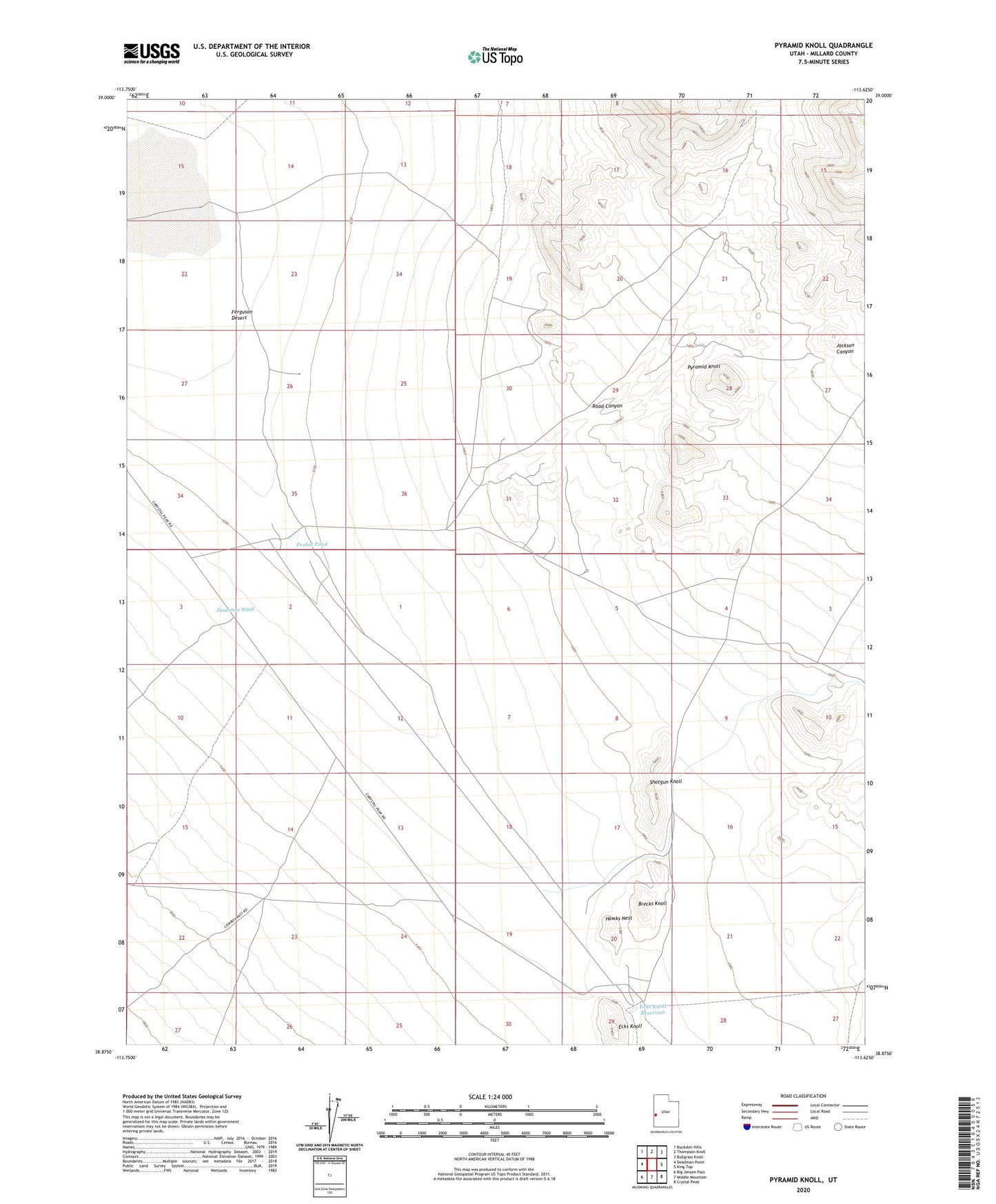Pyramid Knoll Utah US Topo Map Image