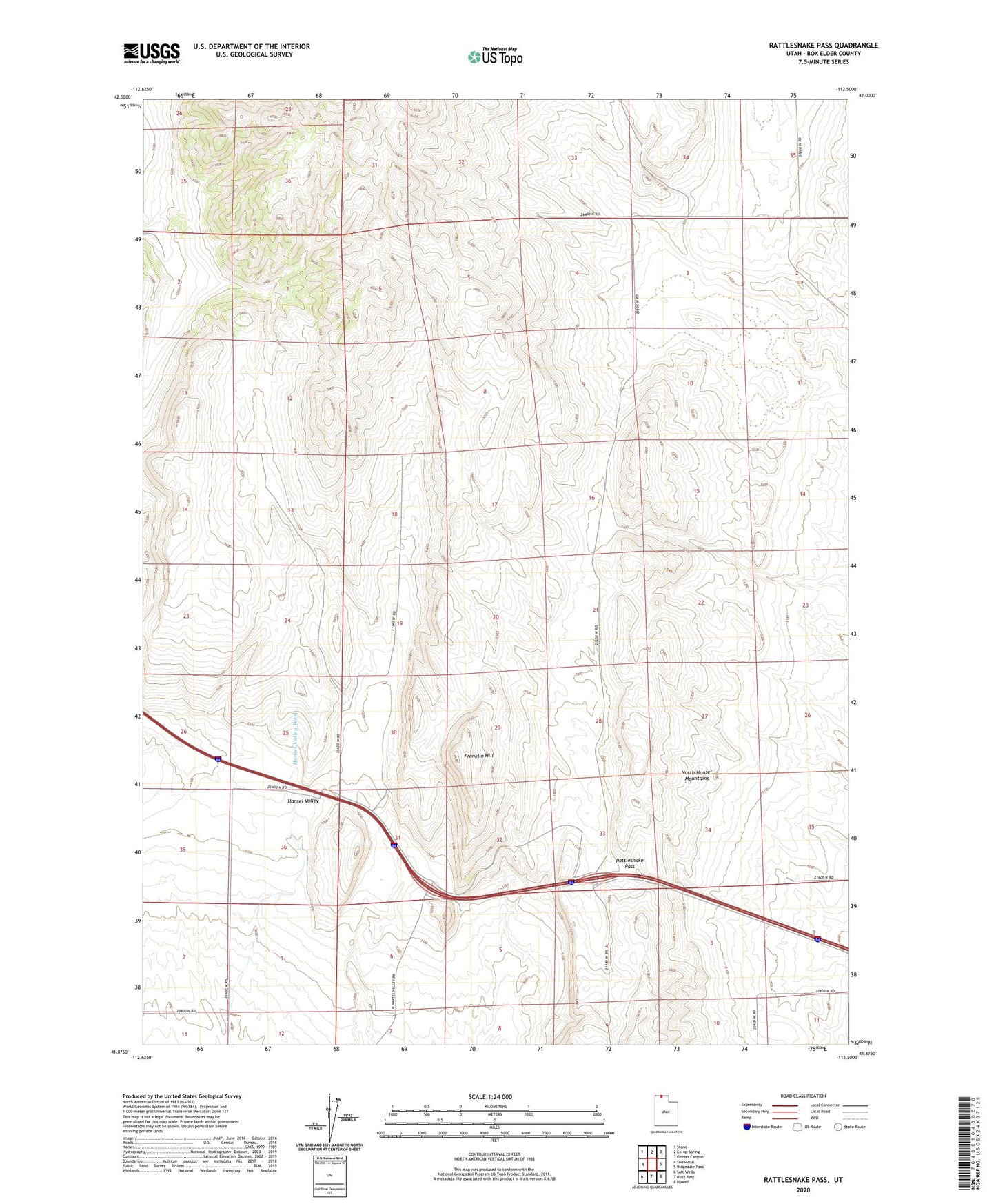 Rattlesnake Pass Utah US Topo Map Image