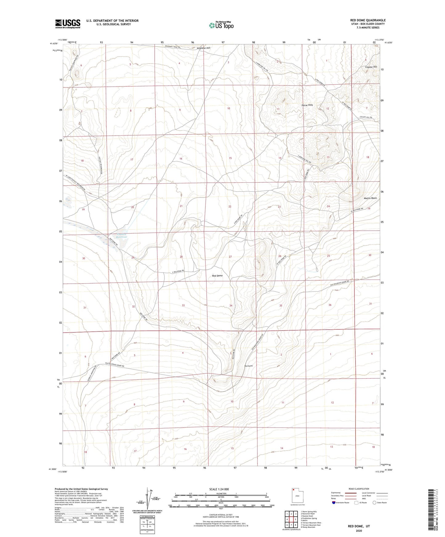 Red Dome Utah US Topo Map Image