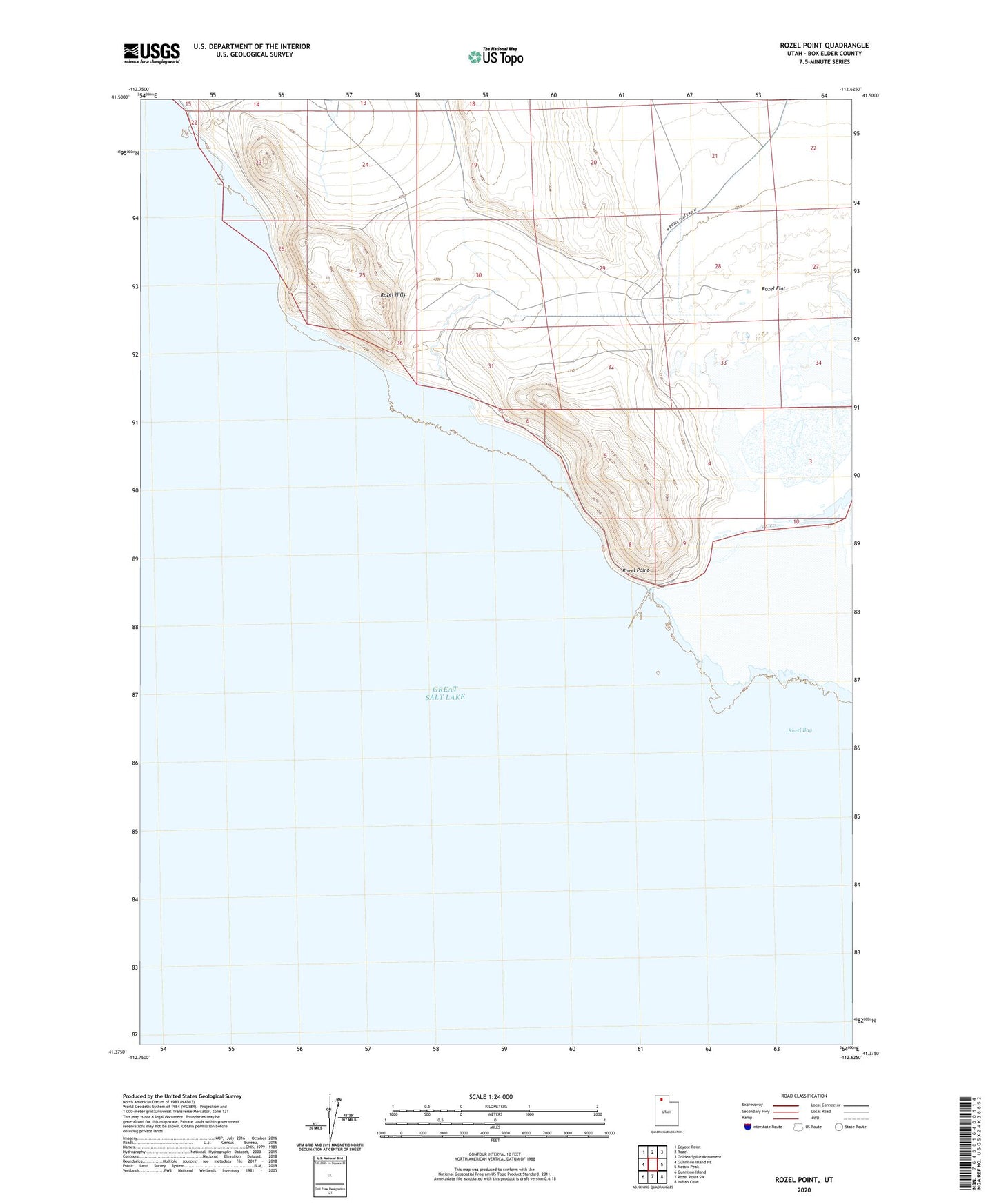 Rozel Point Utah US Topo Map Image