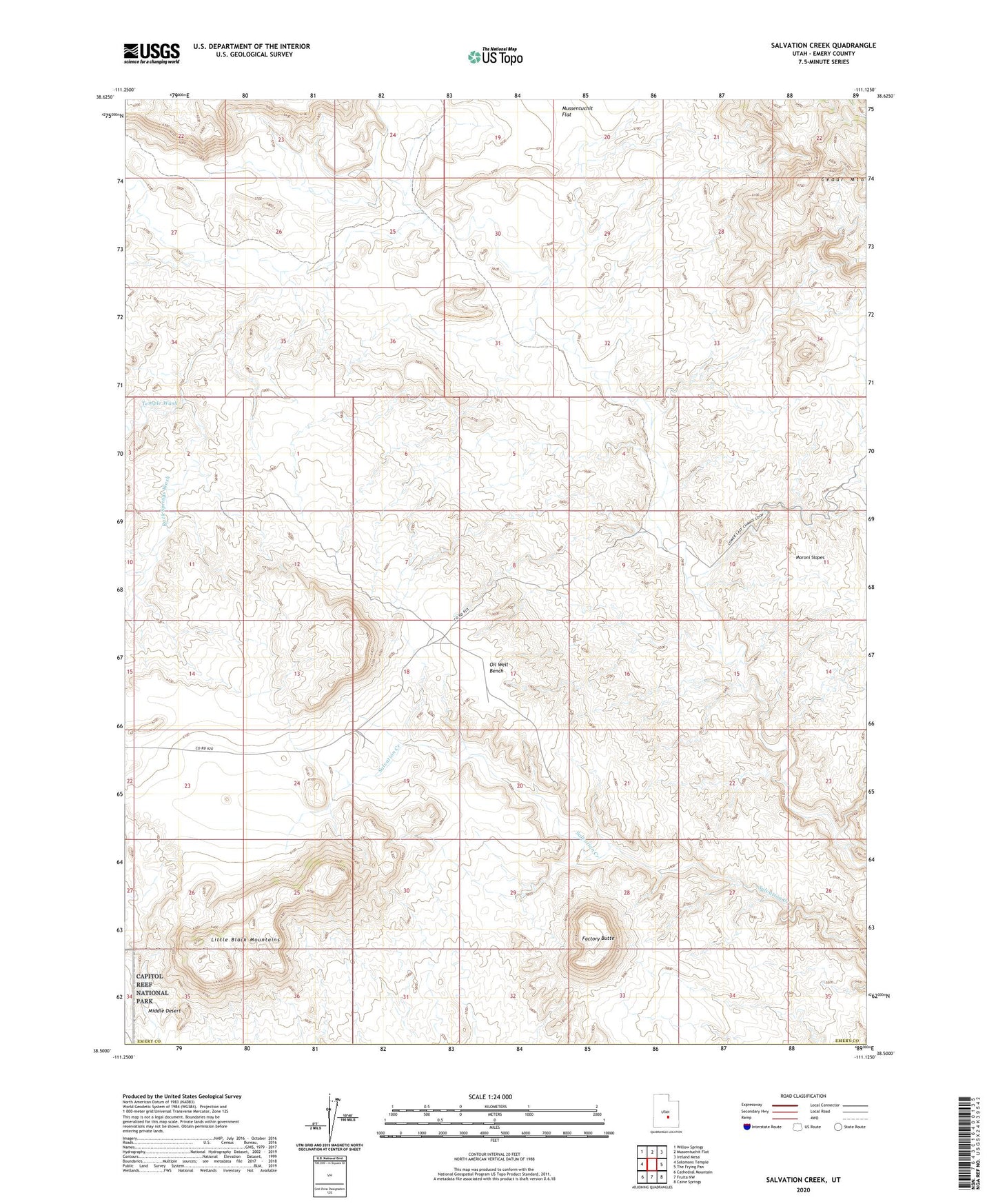 Salvation Creek Utah US Topo Map Image
