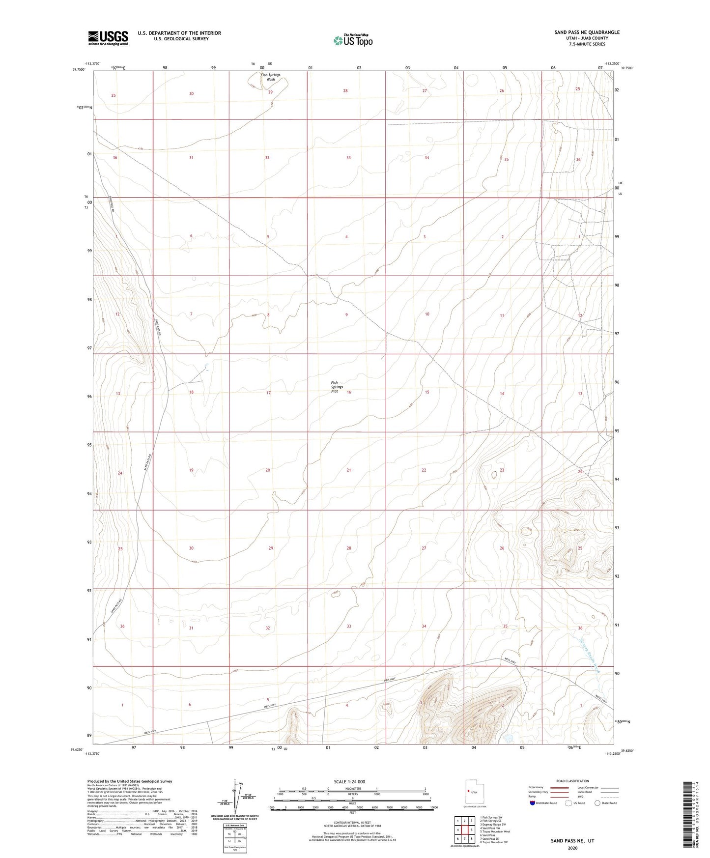 Sand Pass NE Utah US Topo Map Image