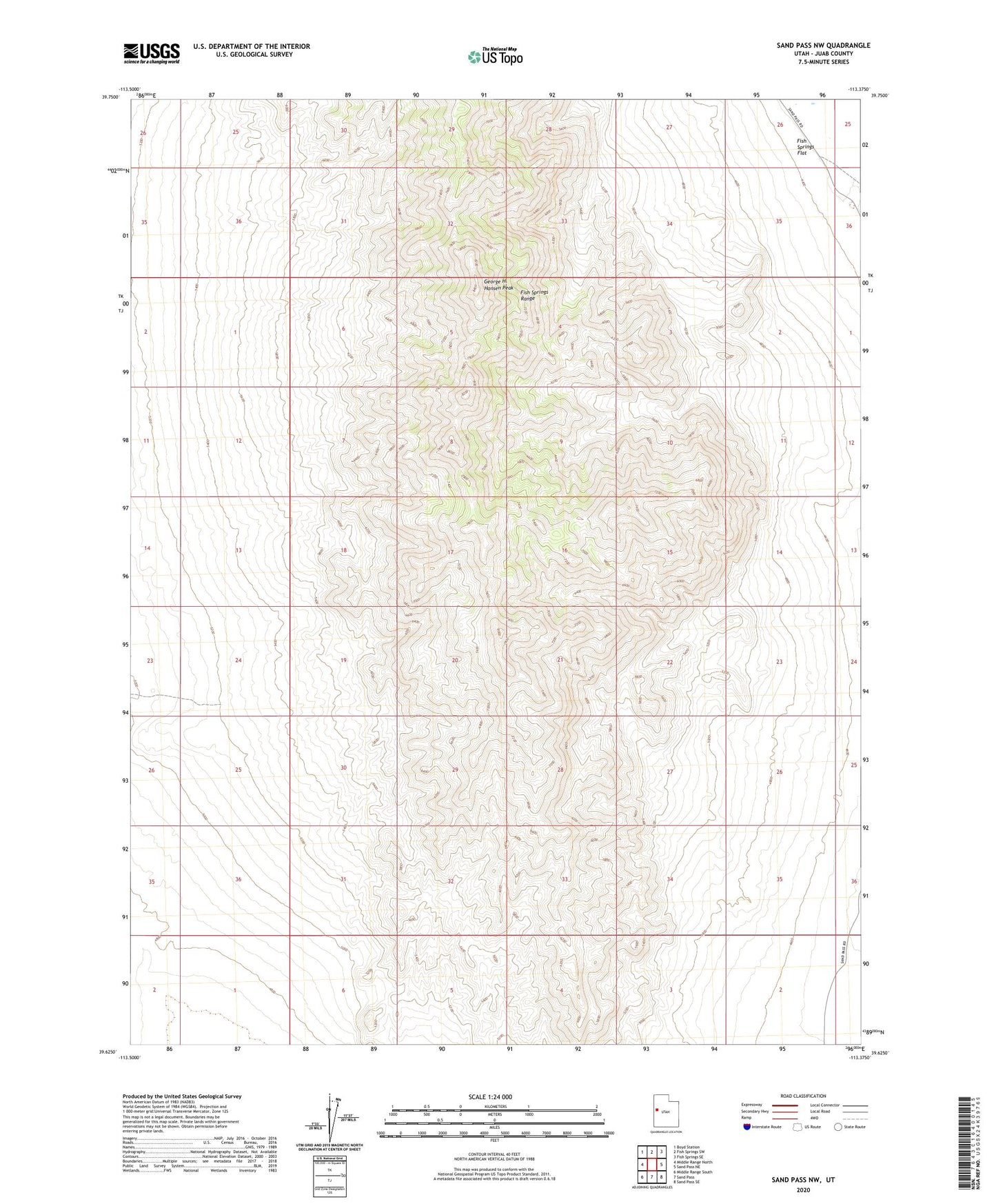 Sand Pass NW Utah US Topo Map Image