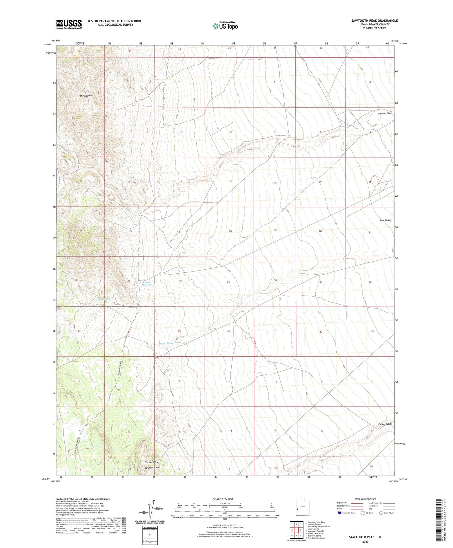 Sawtooth Peak Utah US Topo Map Image