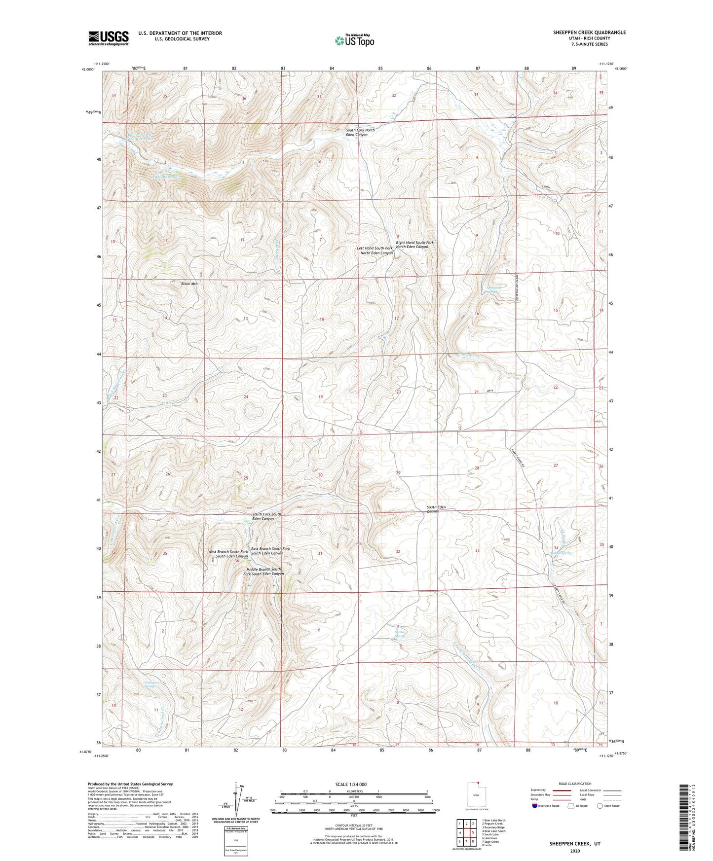 Sheeppen Creek Utah US Topo Map Image