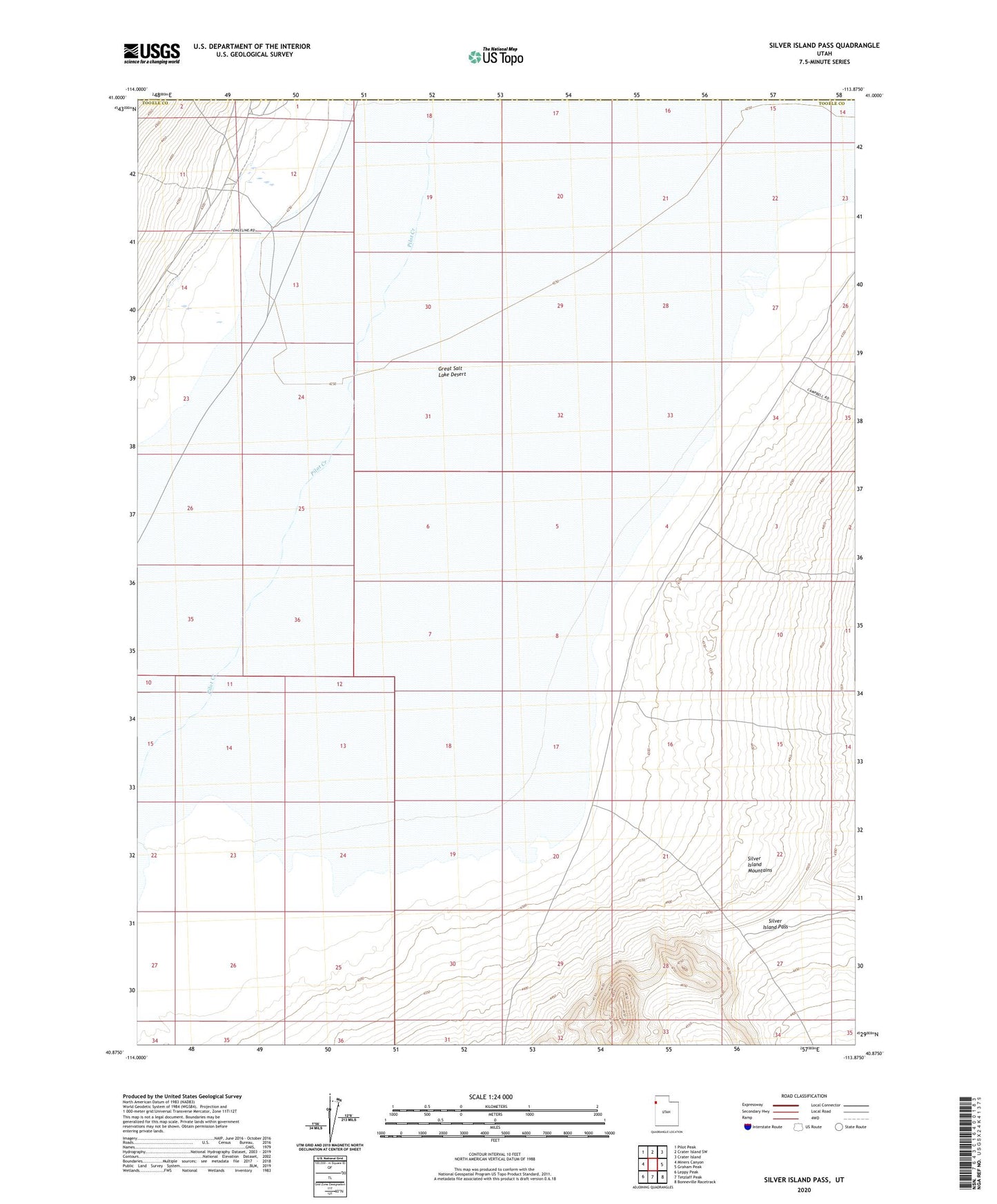 Silver Island Pass Utah US Topo Map Image