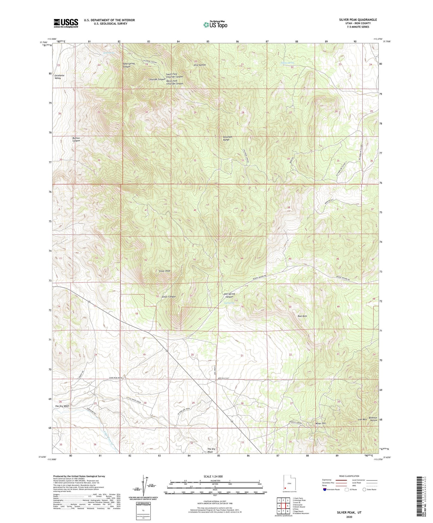 Silver Peak Utah US Topo Map Image