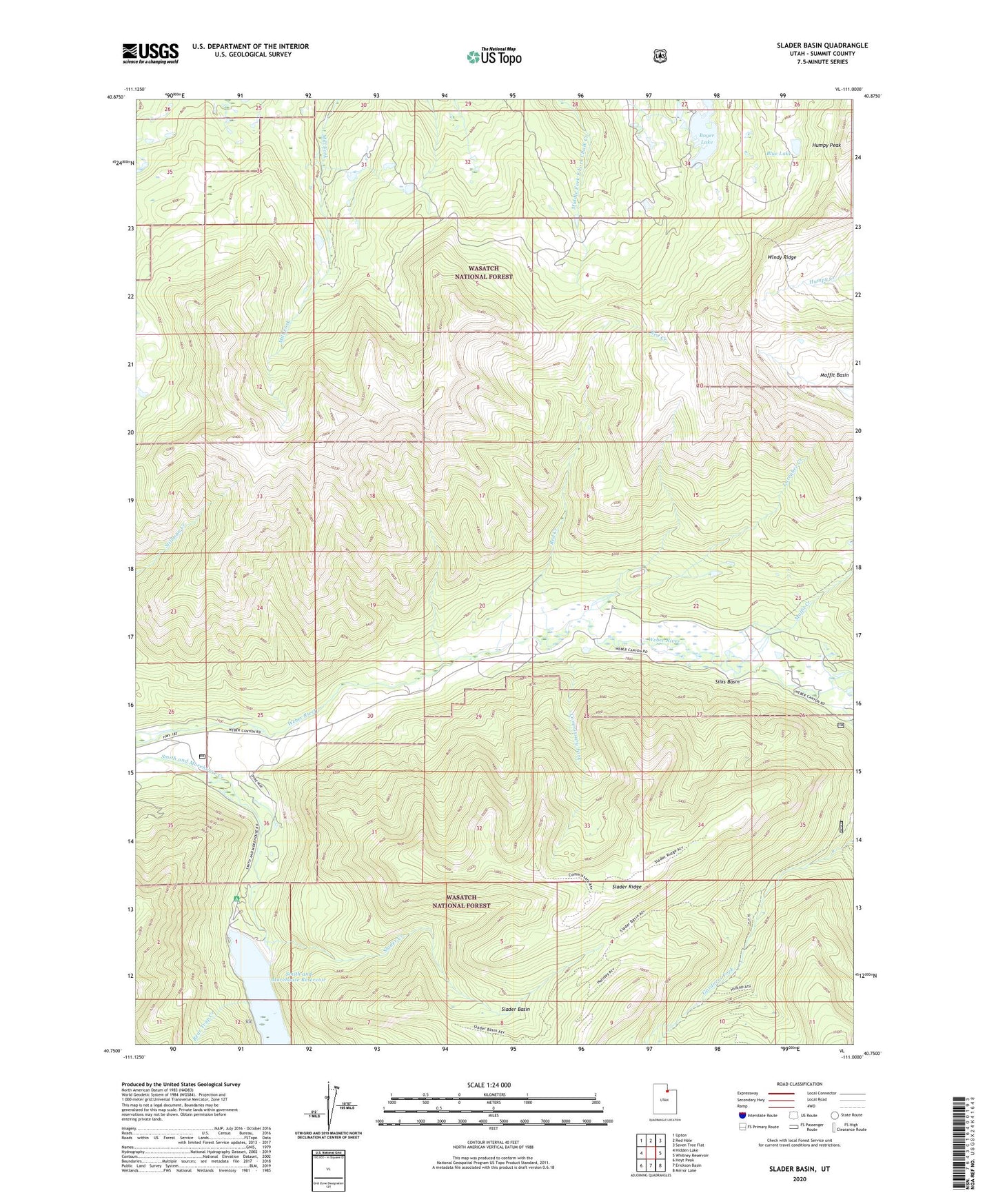 Slader Basin Utah US Topo Map Image