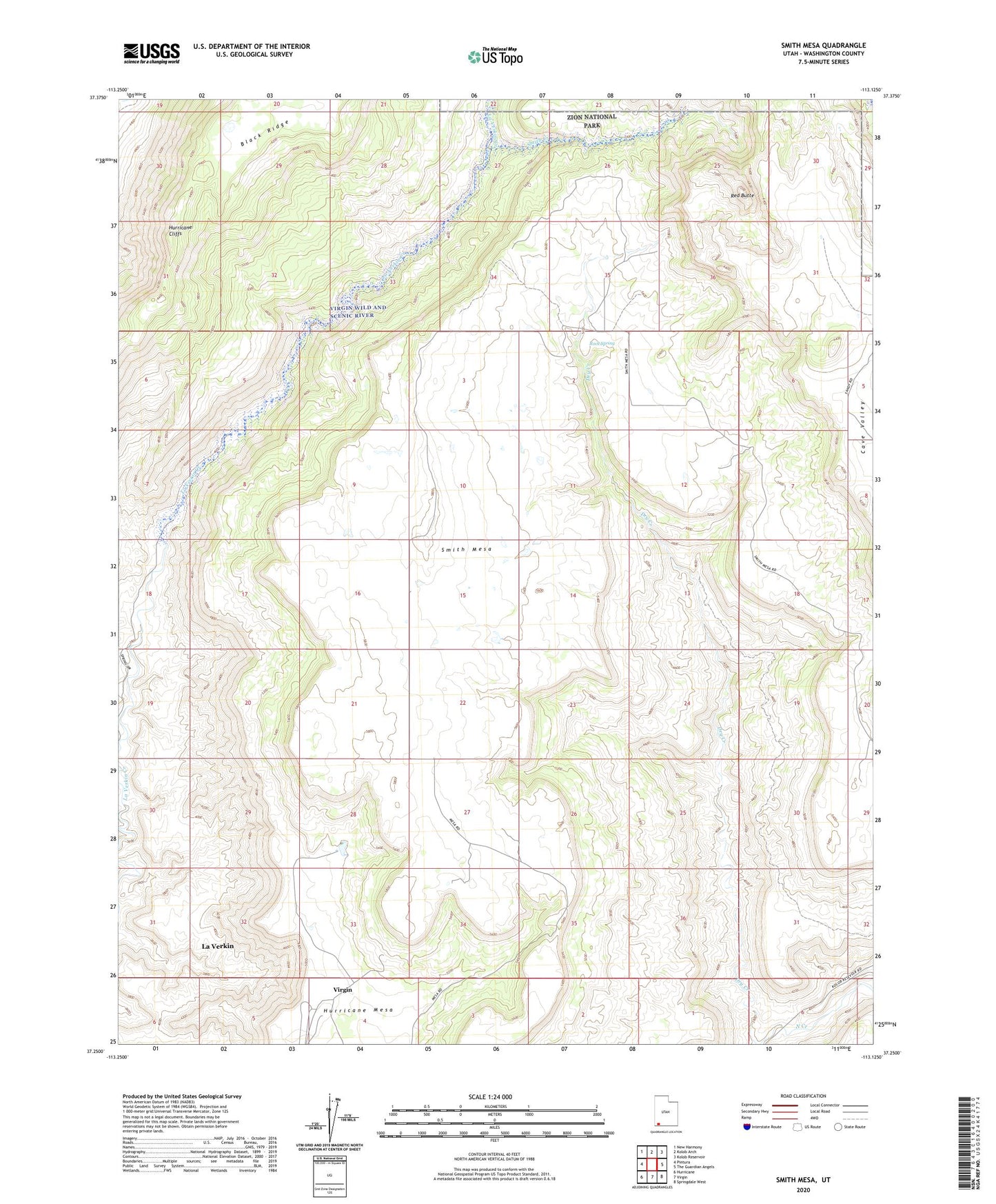 Smith Mesa Utah US Topo Map Image