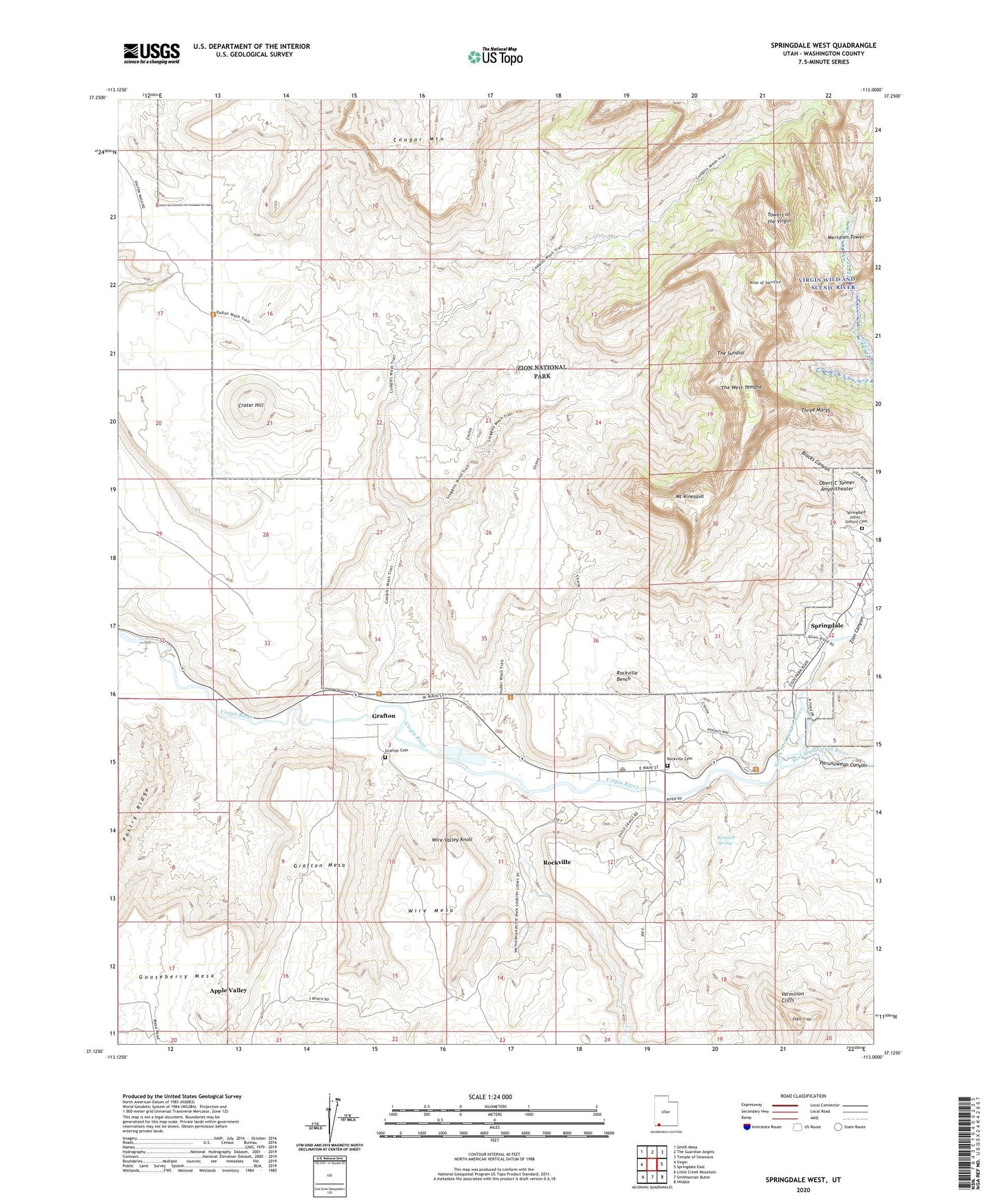 Springdale West Utah US Topo Map Image