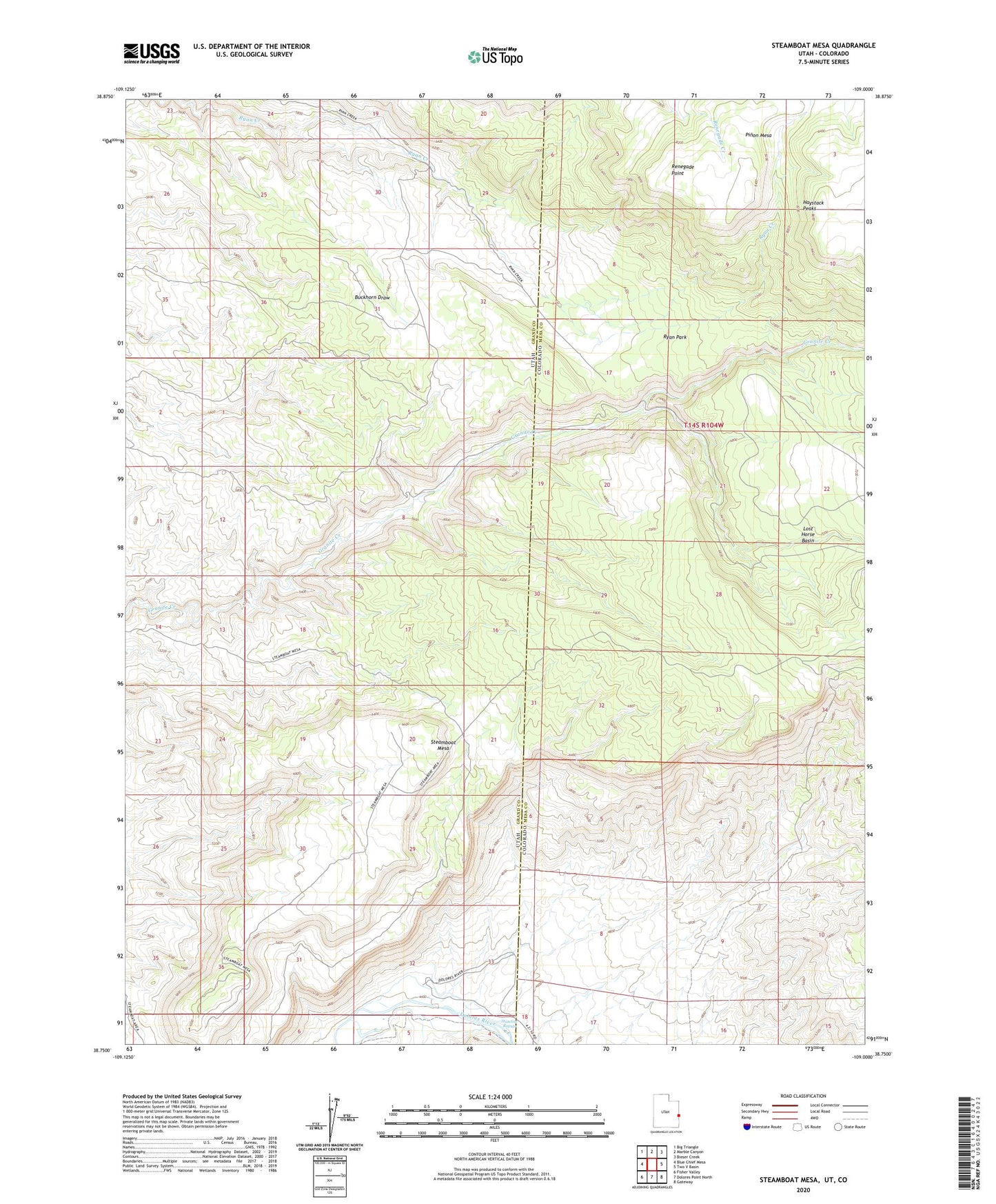 Steamboat Mesa Utah US Topo Map Image