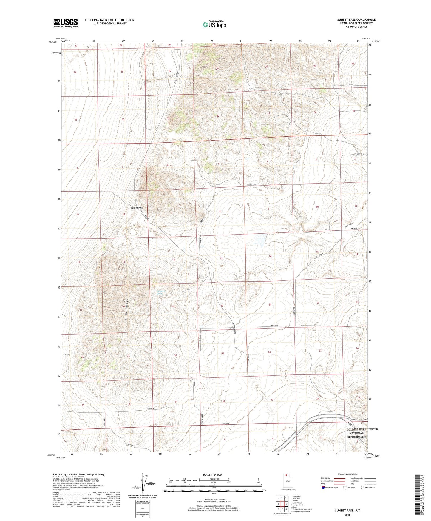Sunset Pass Utah US Topo Map Image