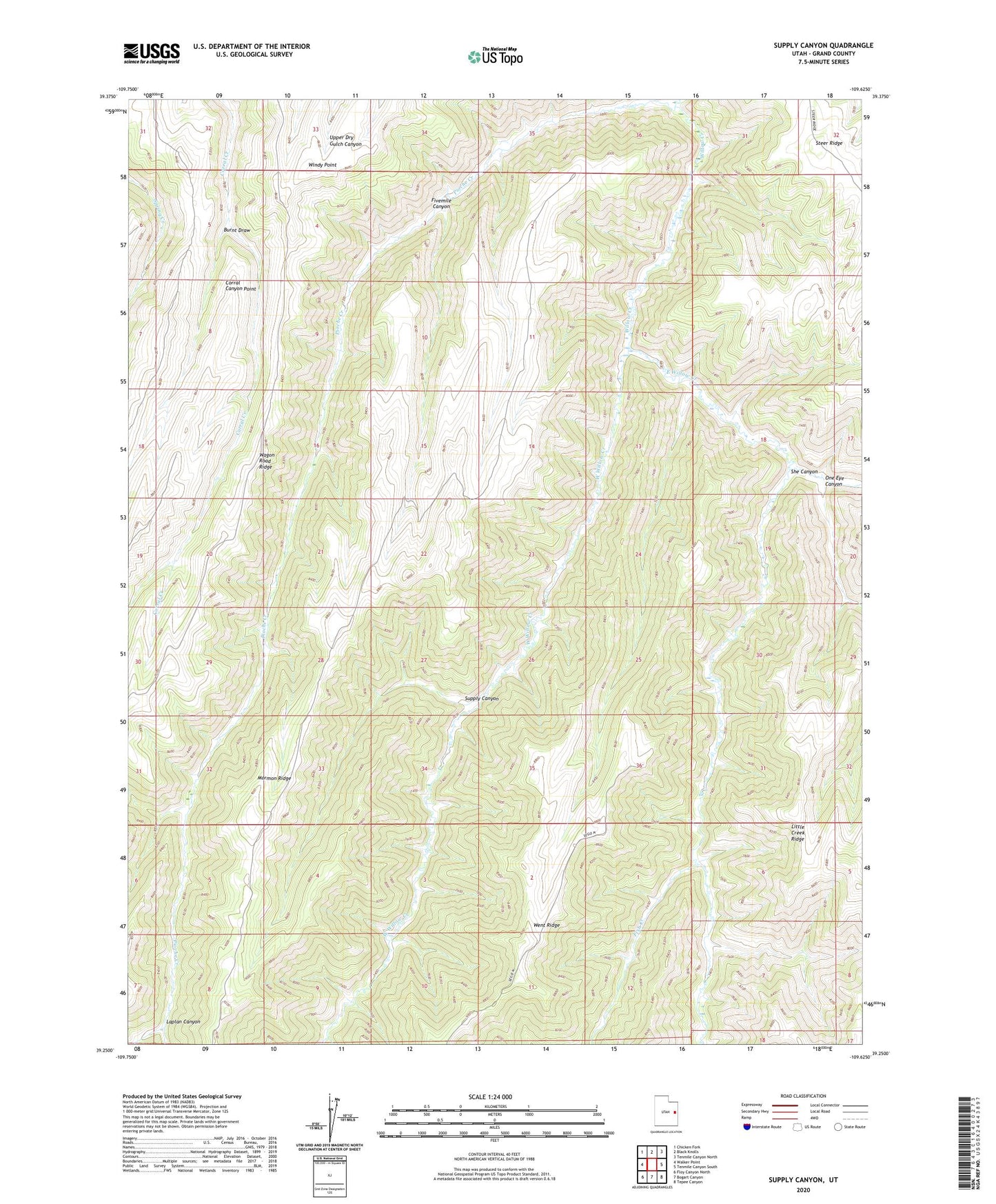 Supply Canyon Utah US Topo Map Image