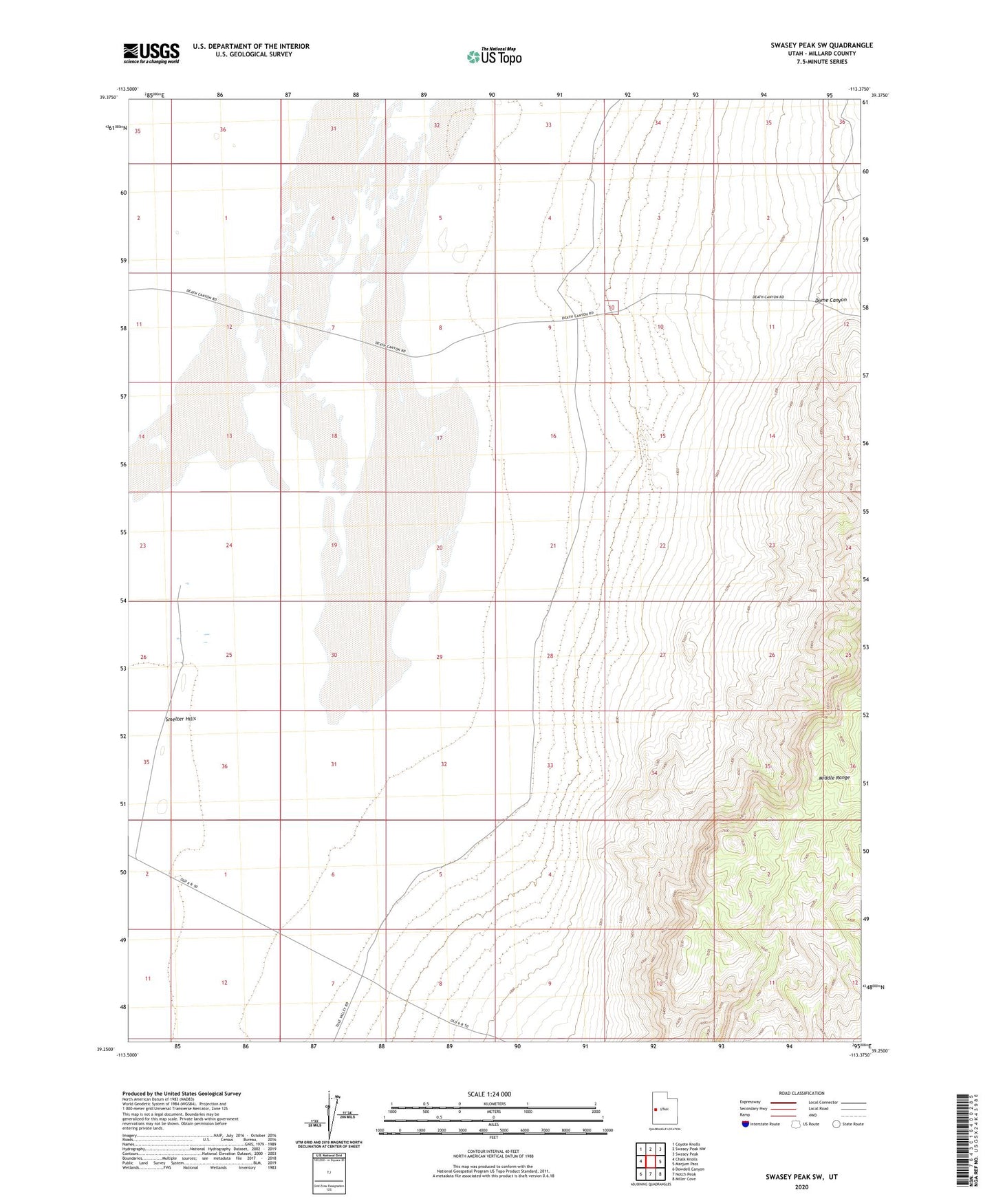 Swasey Peak SW Utah US Topo Map Image