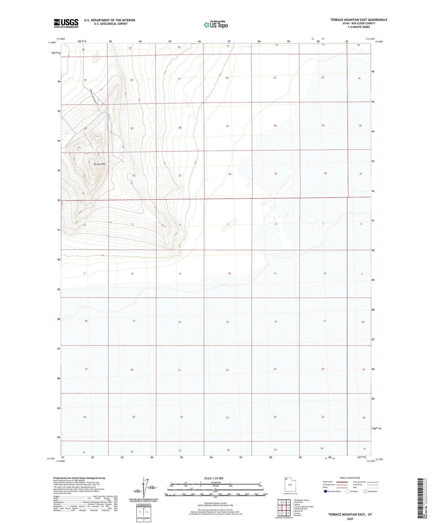 Terrace Mountain East Utah US Topo Map Image
