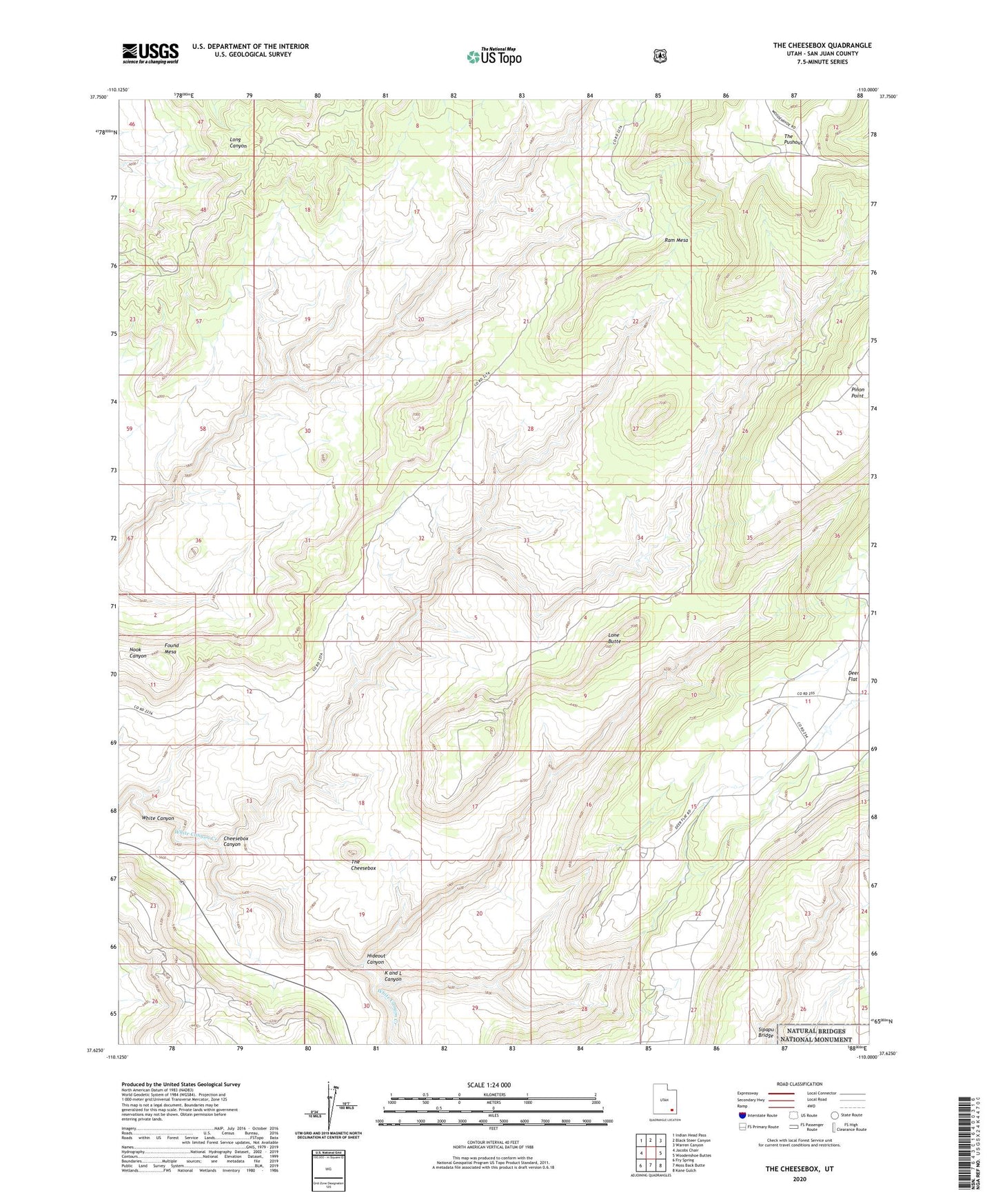 The Cheesebox Utah US Topo Map Image