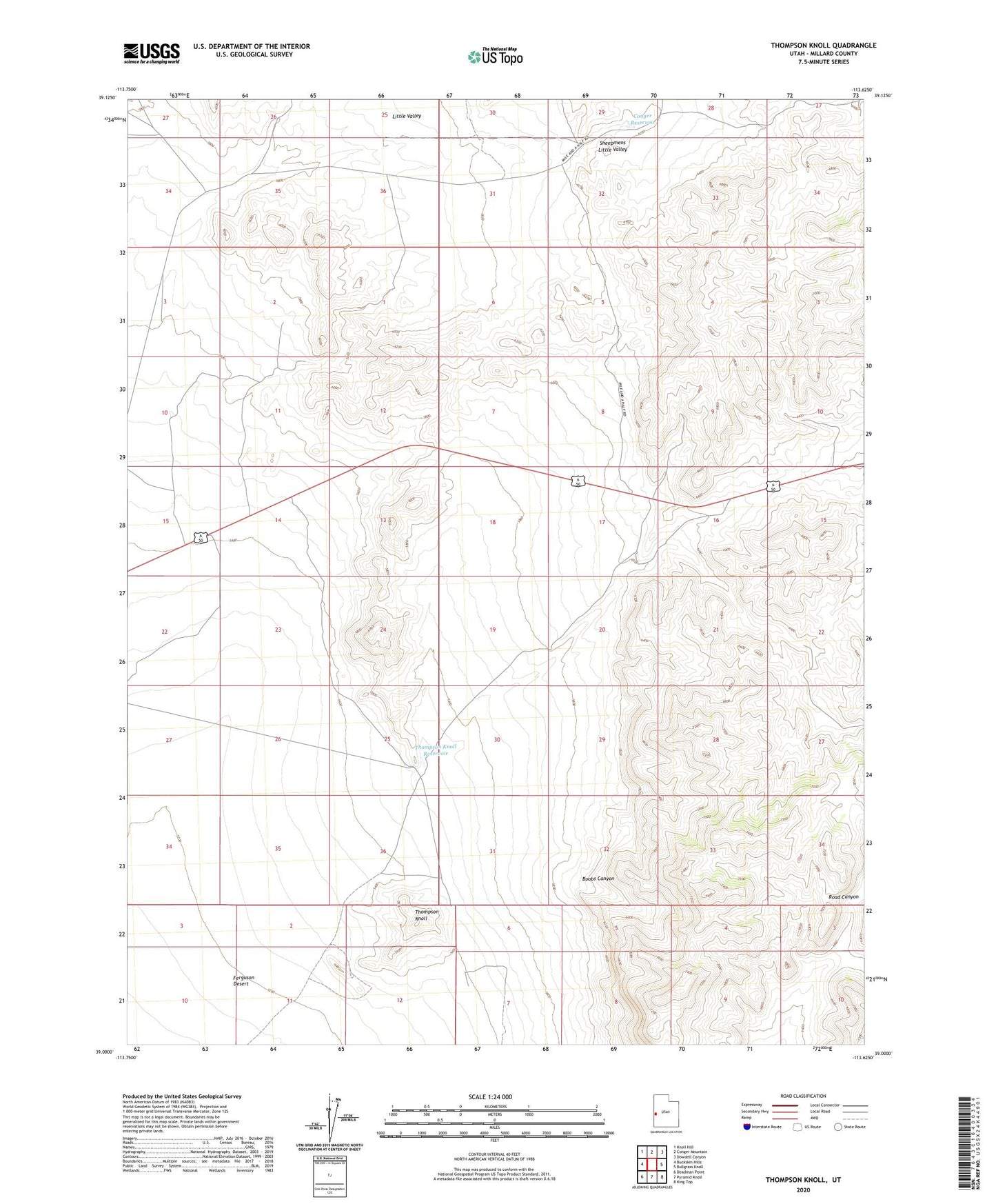 Thompson Knoll Utah US Topo Map Image