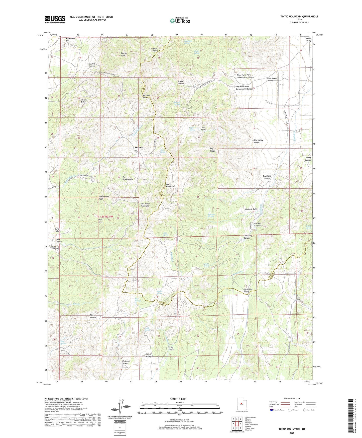 Tintic Mountain Utah US Topo Map Image
