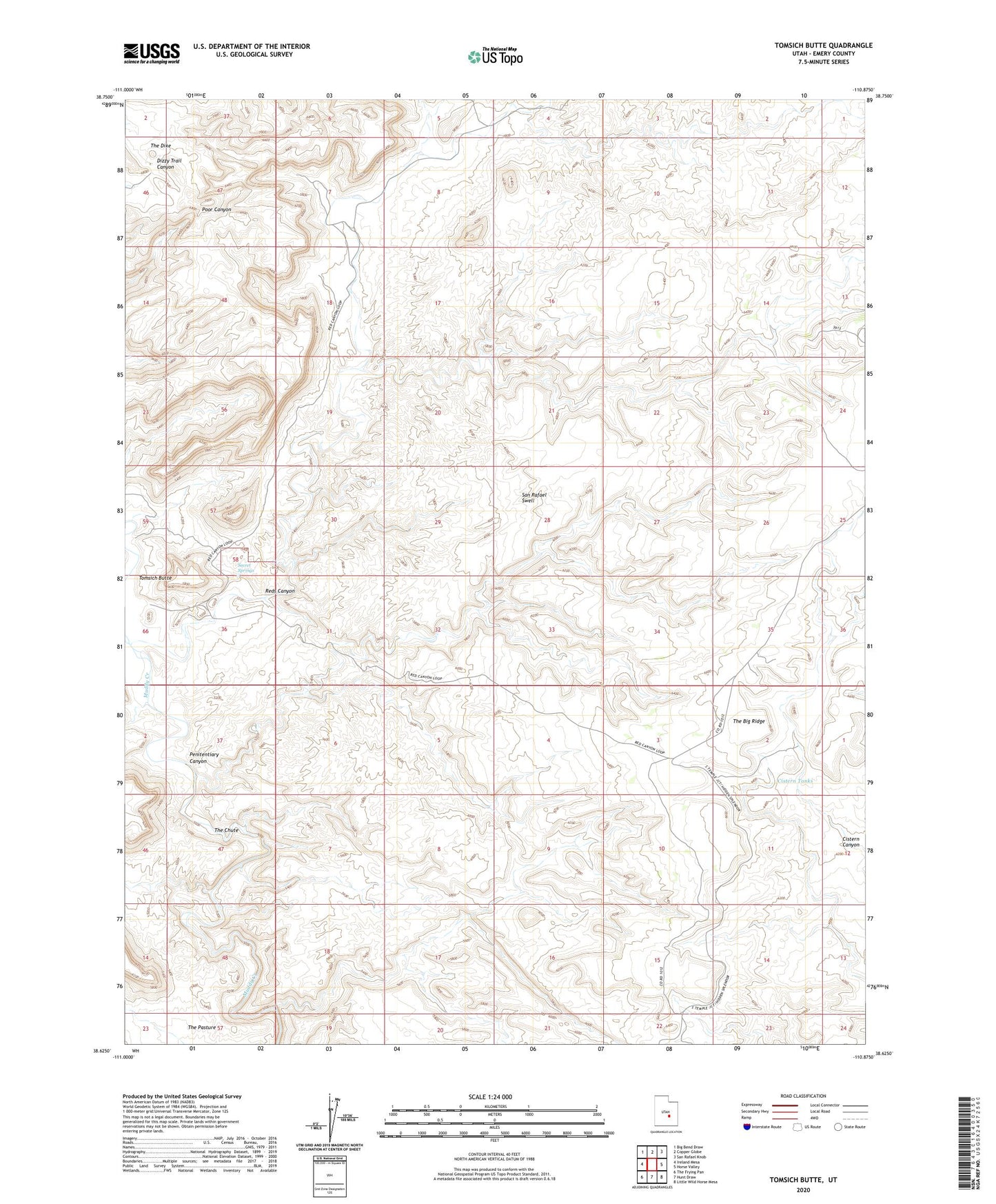 Tomsich Butte Utah US Topo Map Image