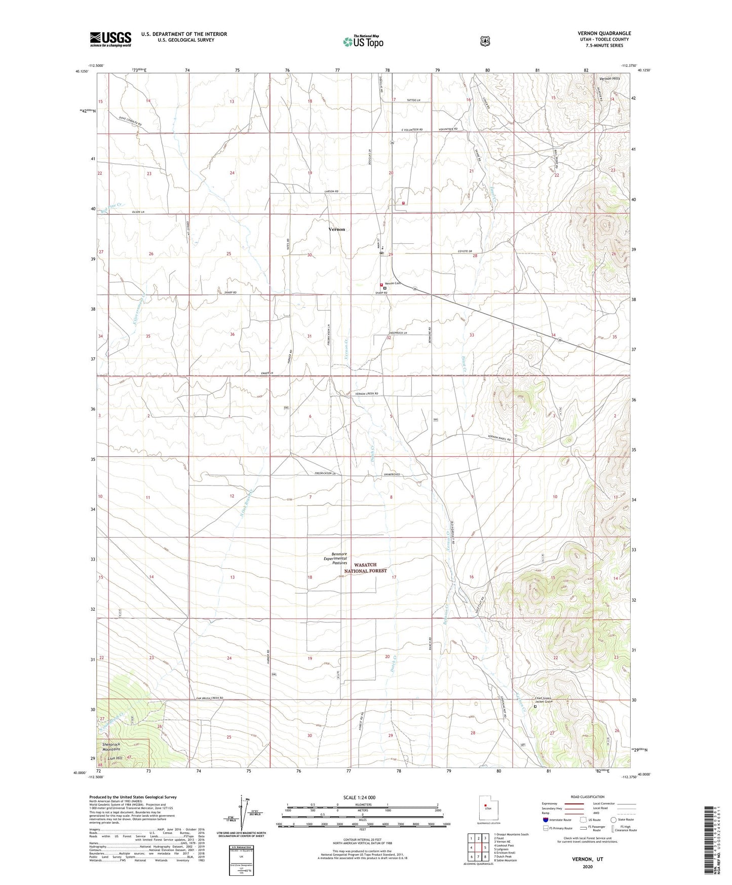 Vernon Utah US Topo Map Image