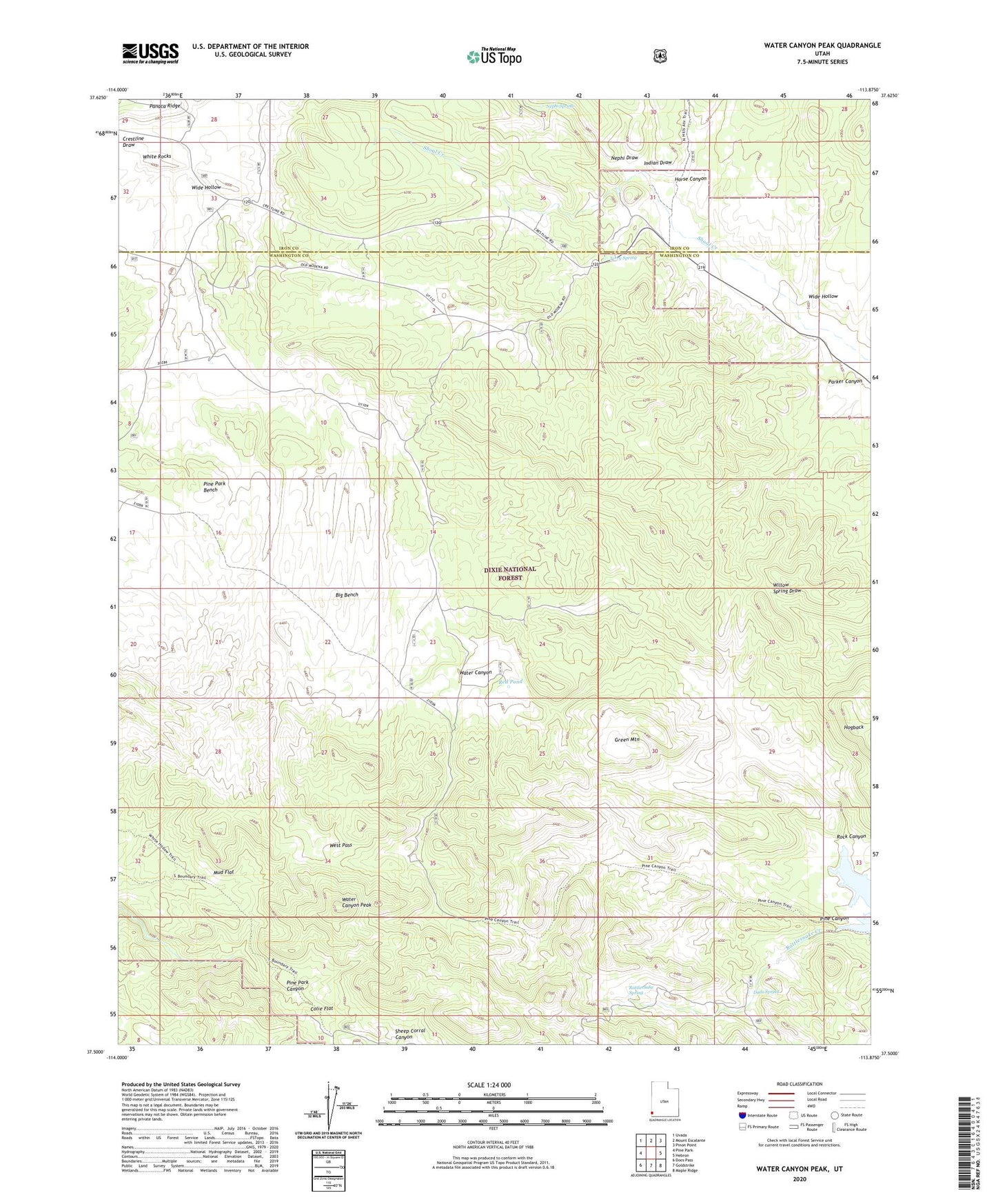 Water Canyon Peak Utah US Topo Map Image