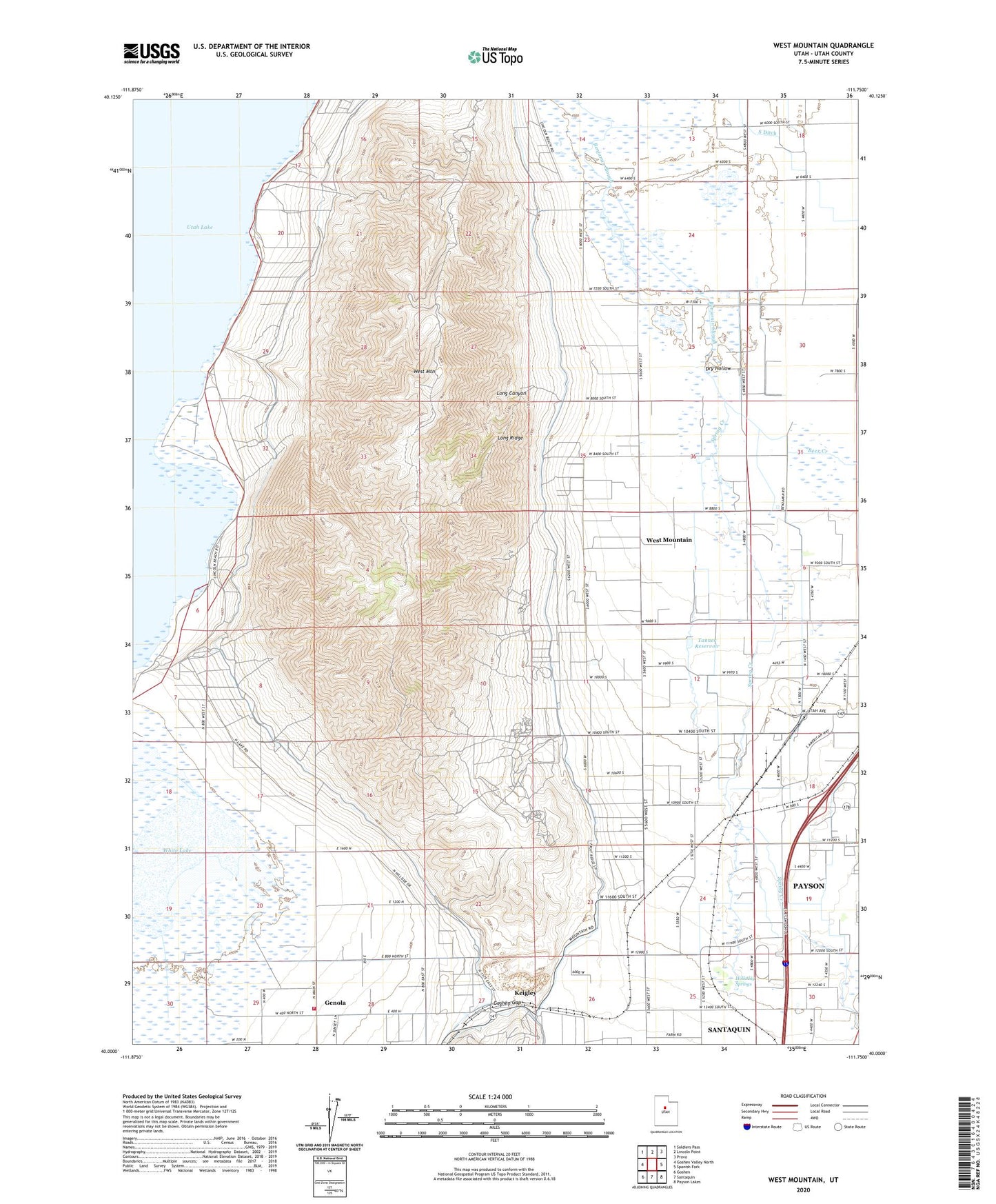 West Mountain Utah US Topo Map Image