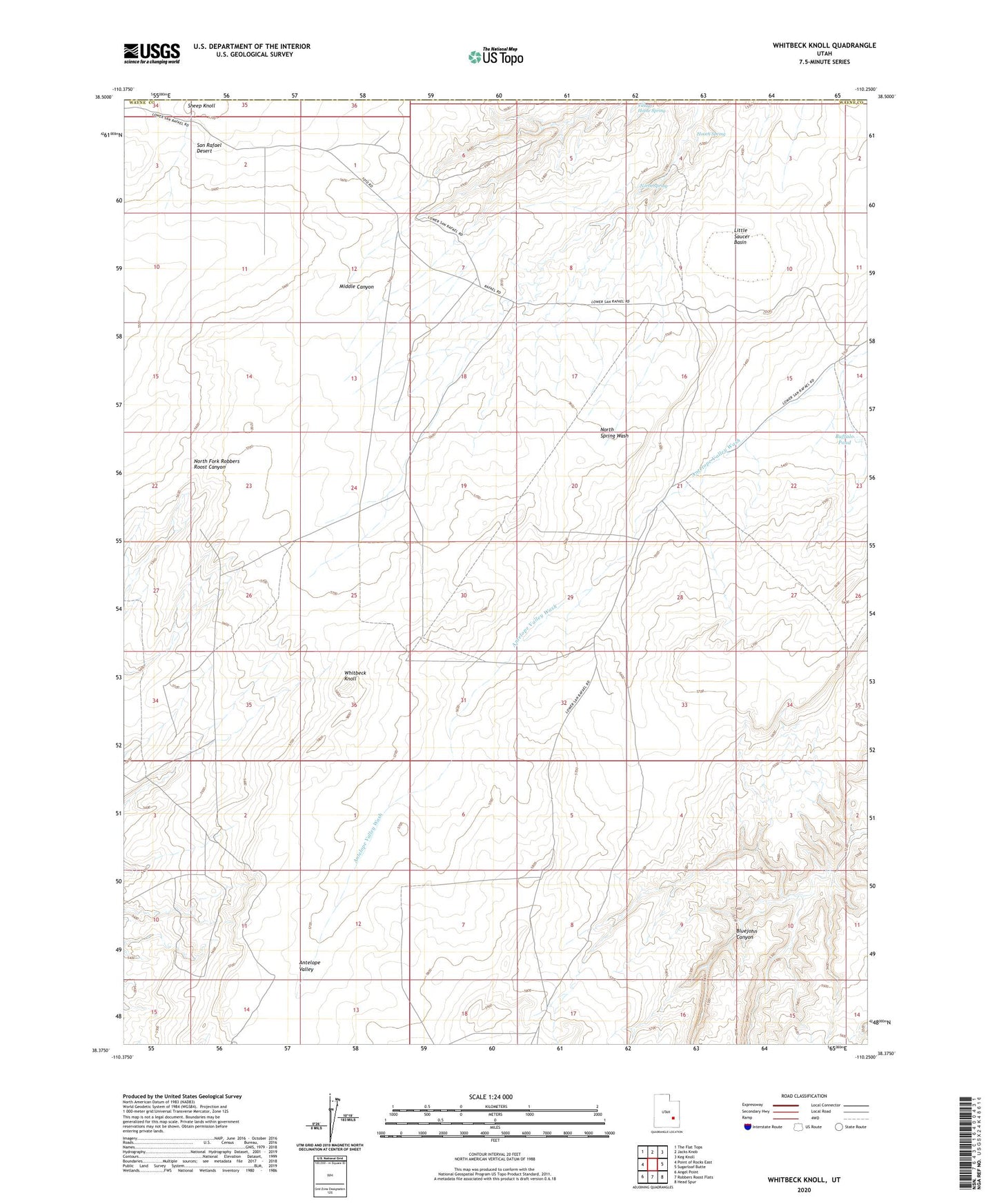 Whitbeck Knoll Utah US Topo Map Image