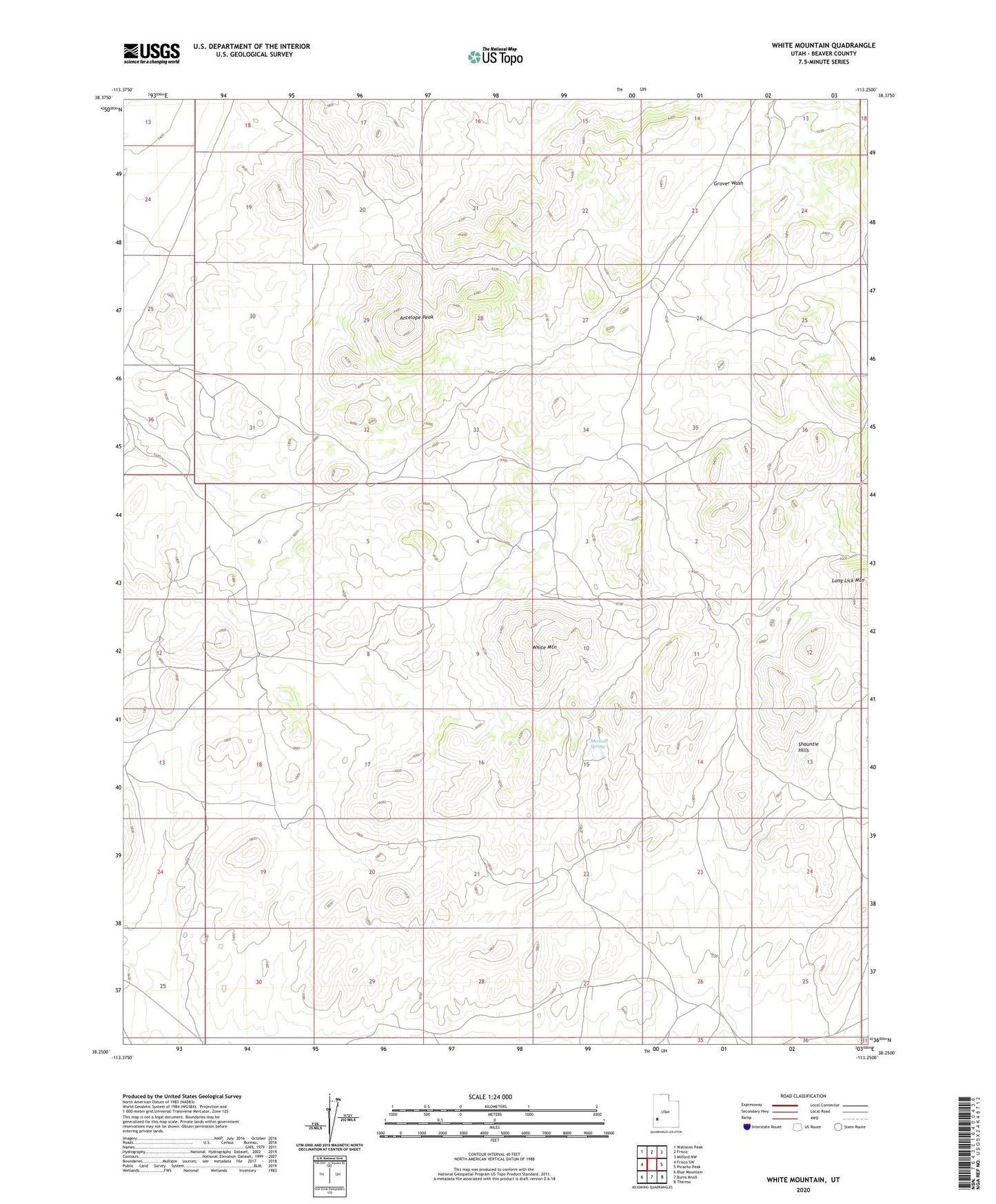 White Mountain Utah US Topo Map Image