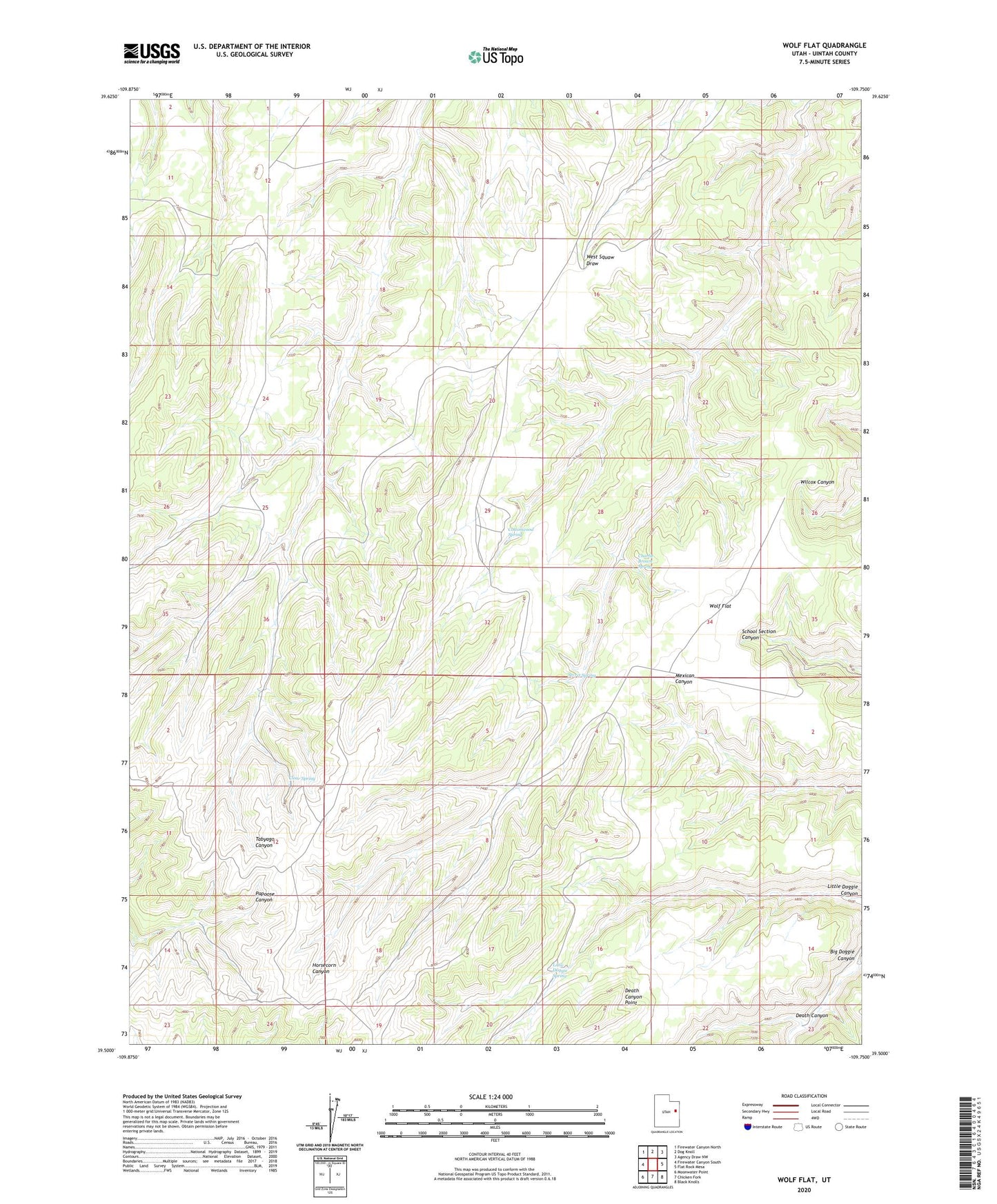 Wolf Flat Utah US Topo Map Image