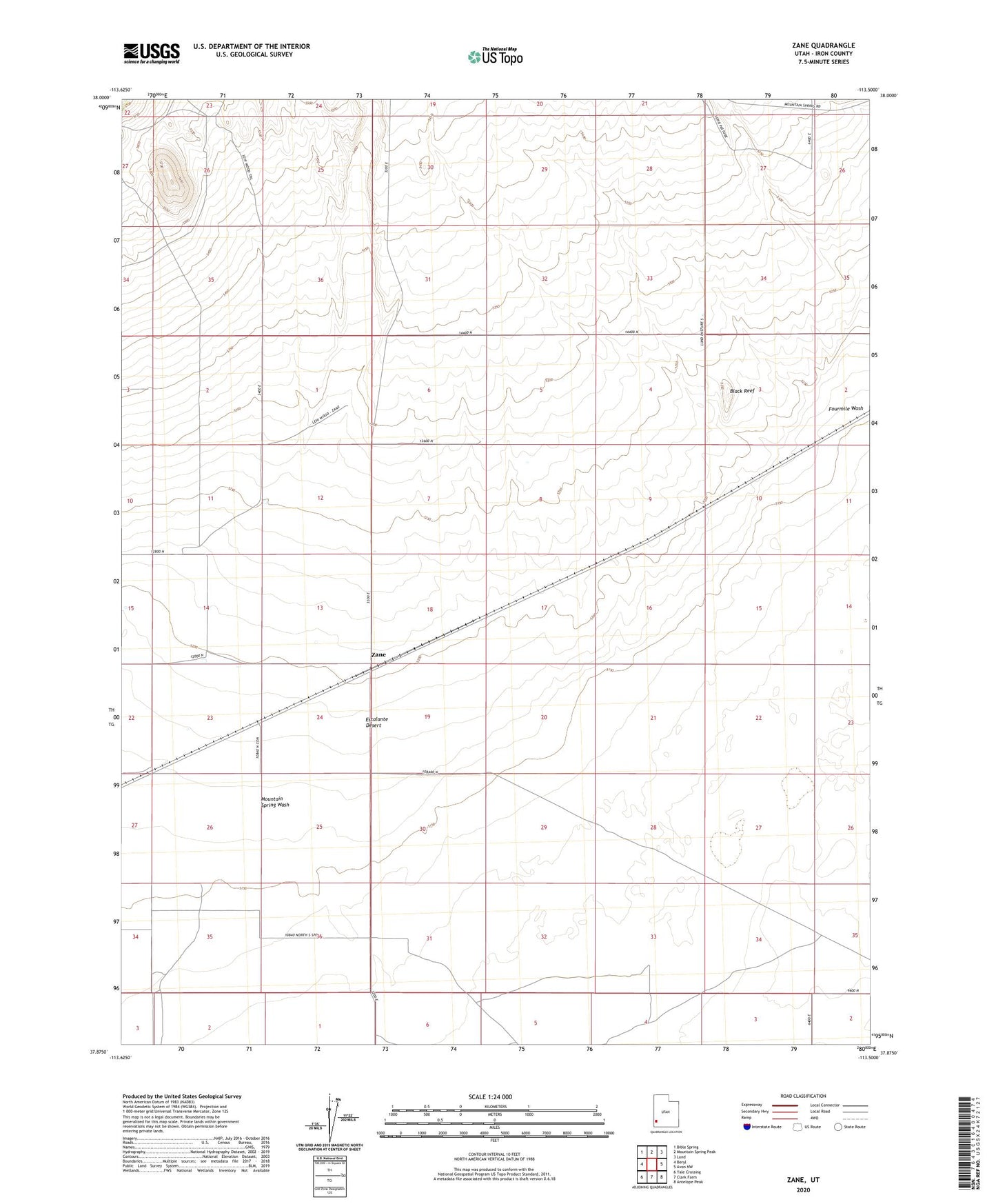 Zane Utah US Topo Map Image