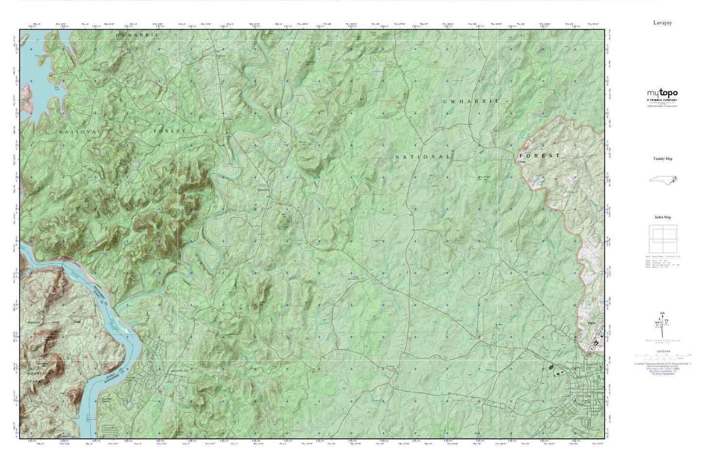 Uwharrie MyTopo Explorer Series Map Image