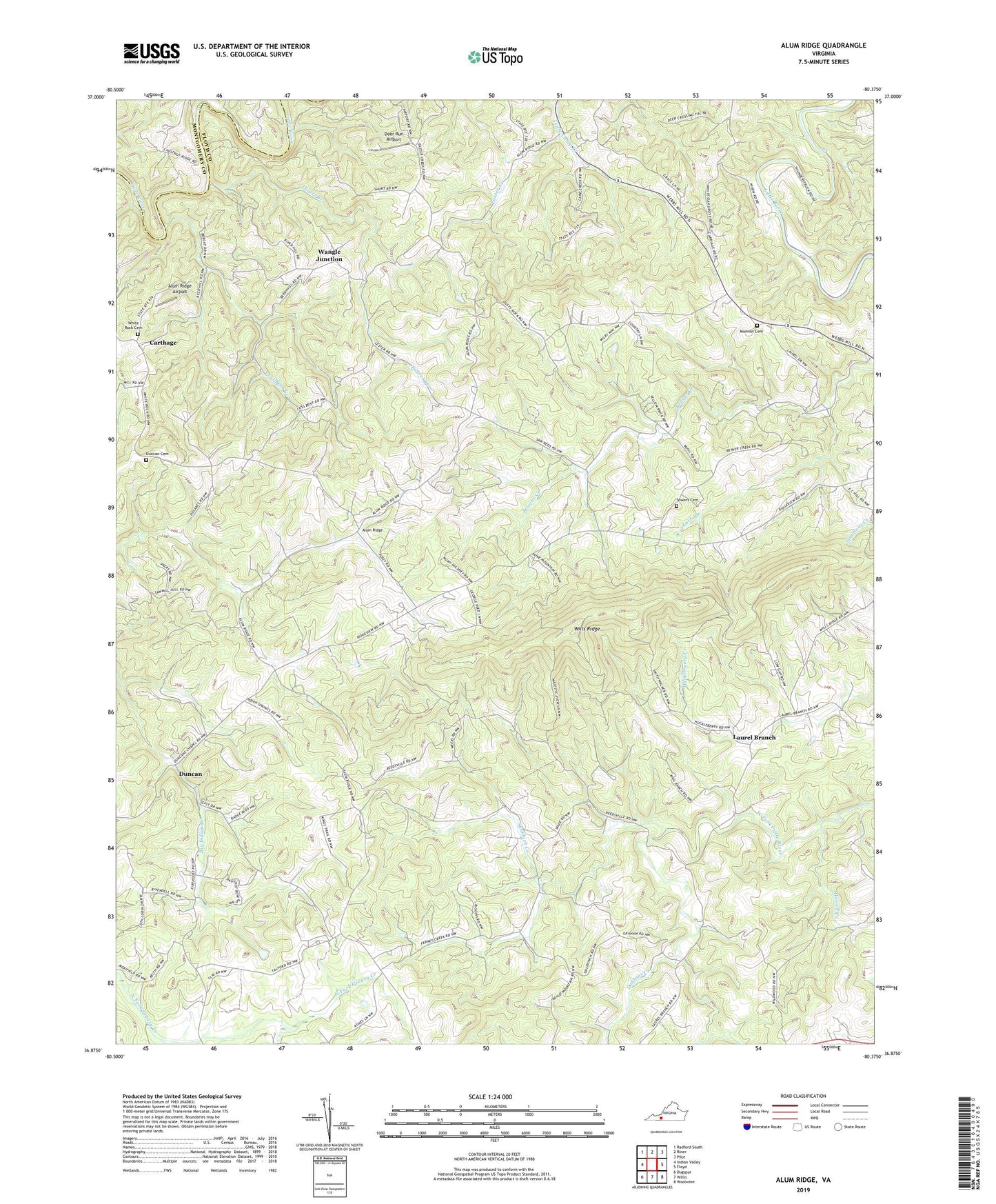 Alum Ridge Virginia US Topo Map Image