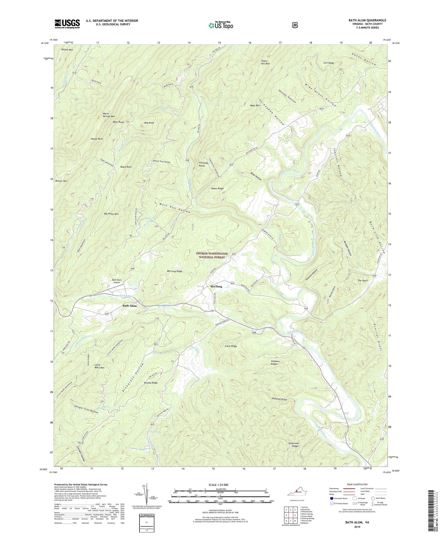 Bath Alum Virginia US Topo Map Image