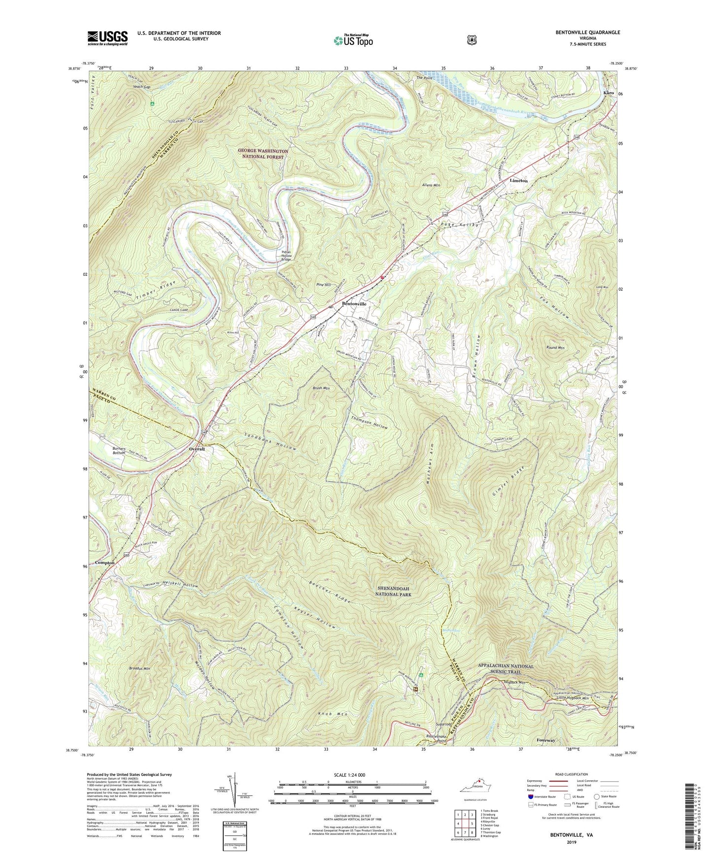 Bentonville Virginia US Topo Map Image