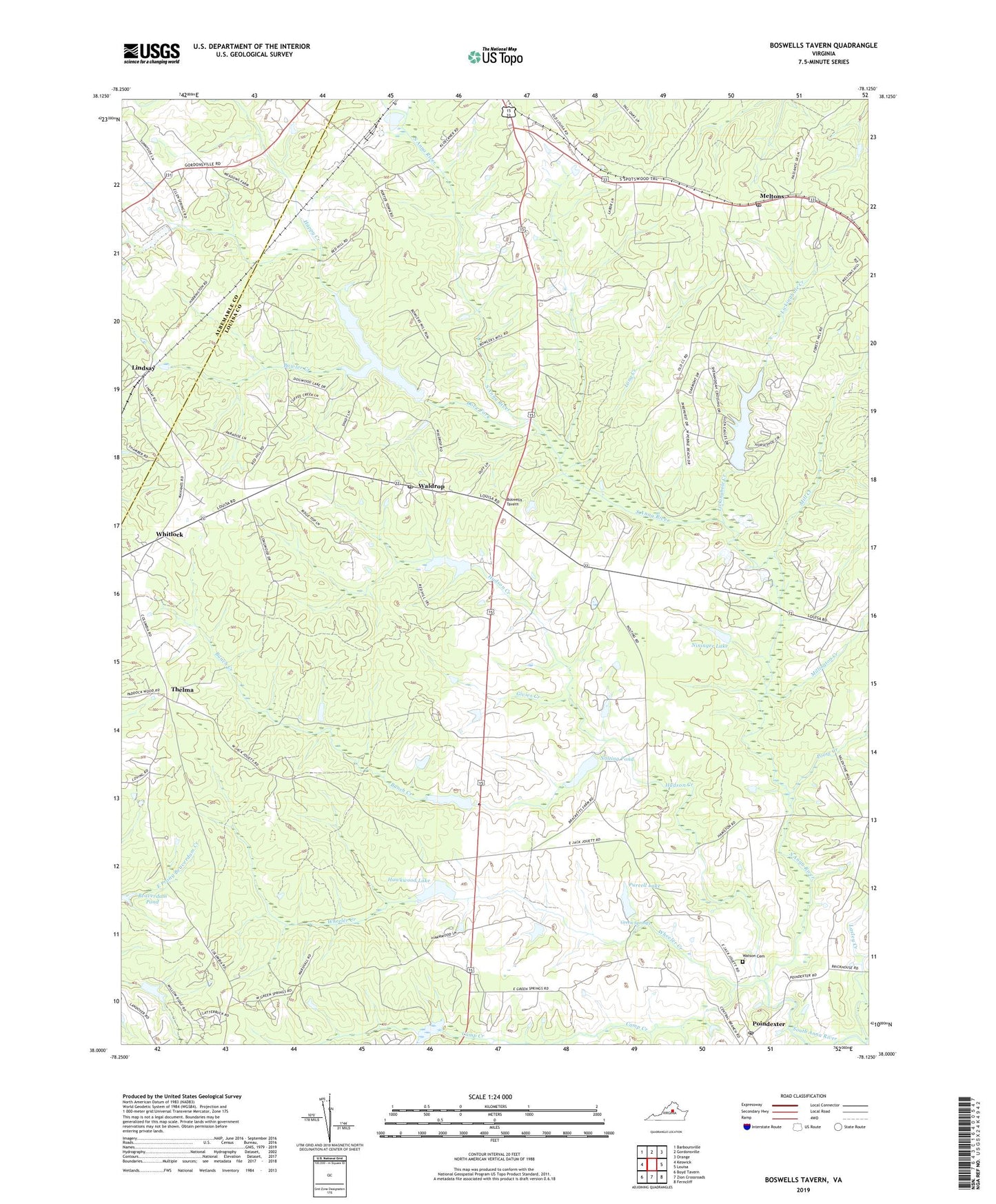 Boswells Tavern Virginia US Topo Map Image